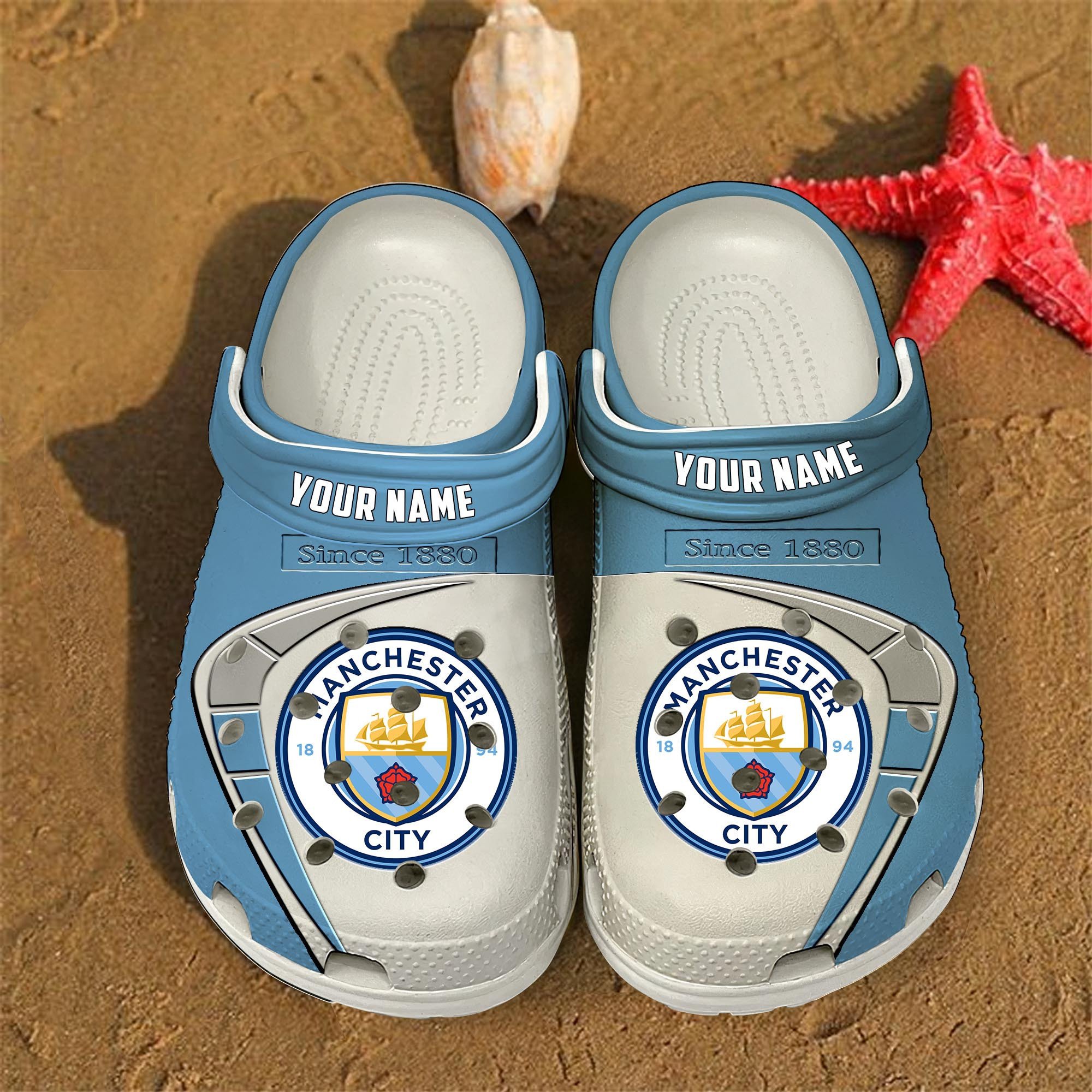 Footwearmerch Manchester City EPL Crocs Crocband Clogs Shoes Comfortable For Men Women and Kids