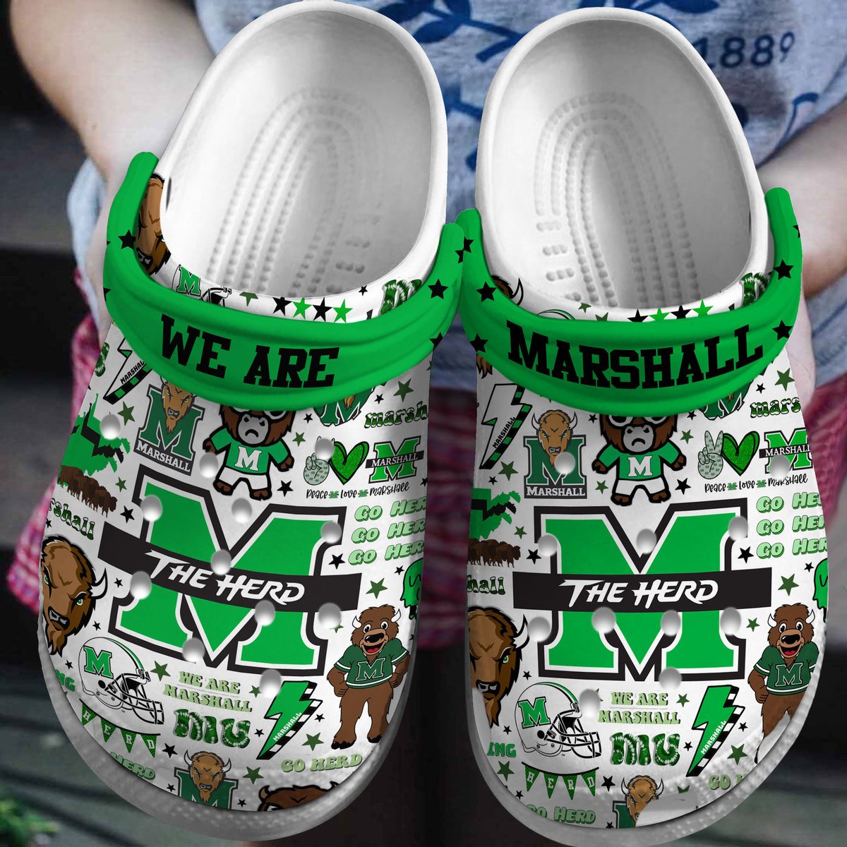 Footwearmerch Marshall Thundering Herd NCAA Sport Crocs Crocband Clogs Shoes Comfortable For Men Women and Kids