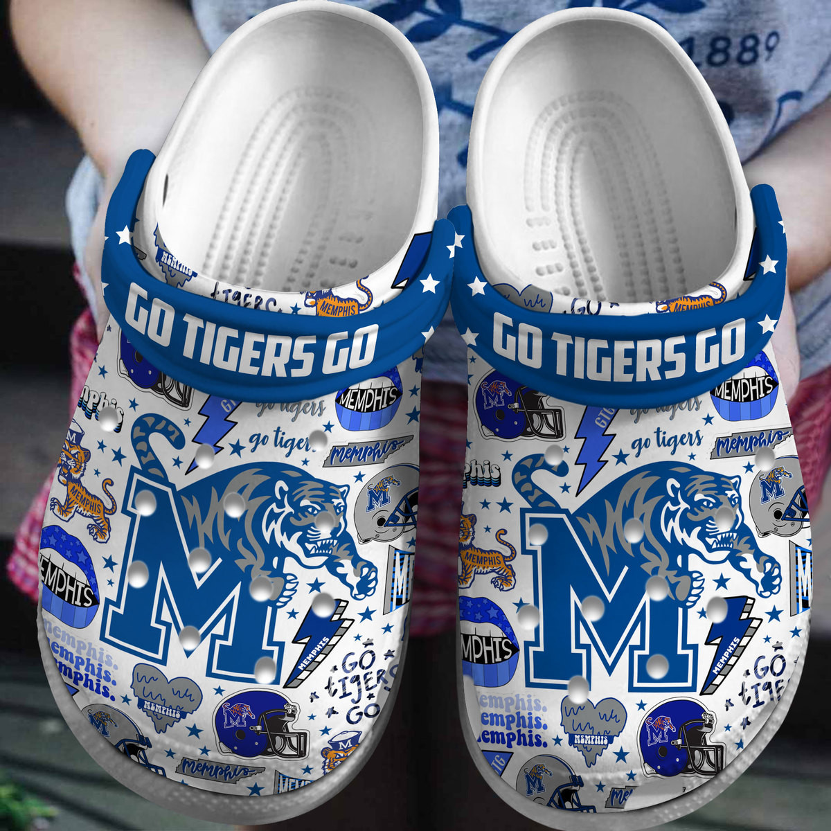 Footwearmerch Memphis Tigers NCAA Sport Crocs Crocband Clogs Shoes Comfortable For Men Women and Kids