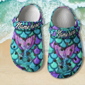 Footwearmerch Mermaid Fin Fish Ocean Shoes Pool Party Gifts Women Girl- Mermaid Summer Beach Shoes Croc Clogs Customize