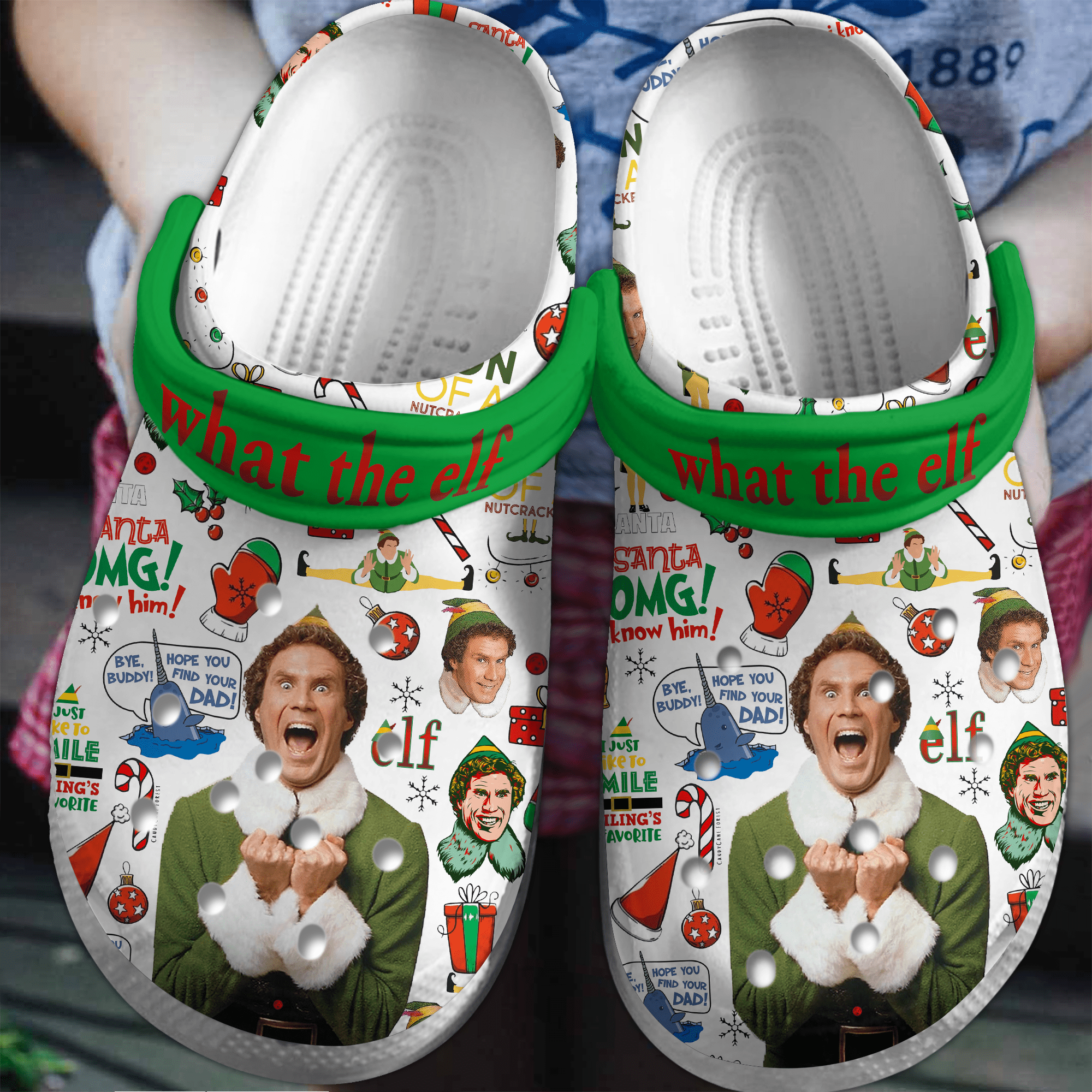Footwearmerch Merry Christmas Elf Movie Crocs Crocband Clogs Shoes Comfortable For Men Women and Kids