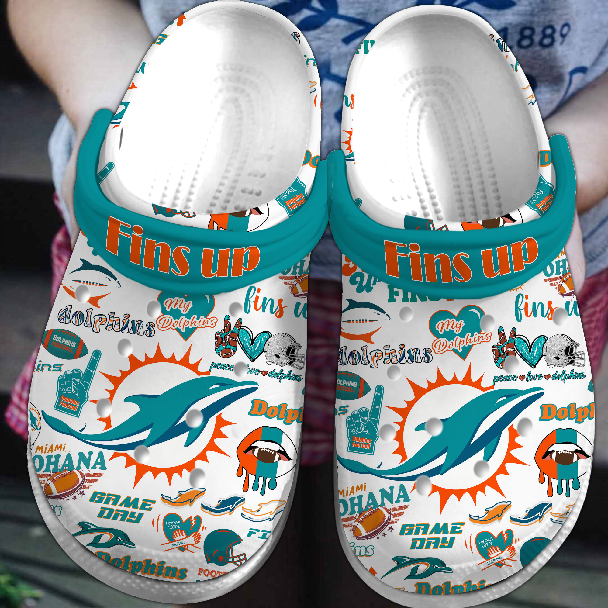 Footwearmerch Miami Dolphins NFL Sport Crocs Crocband Clogs Shoes Comfortable For Men Women and Kids