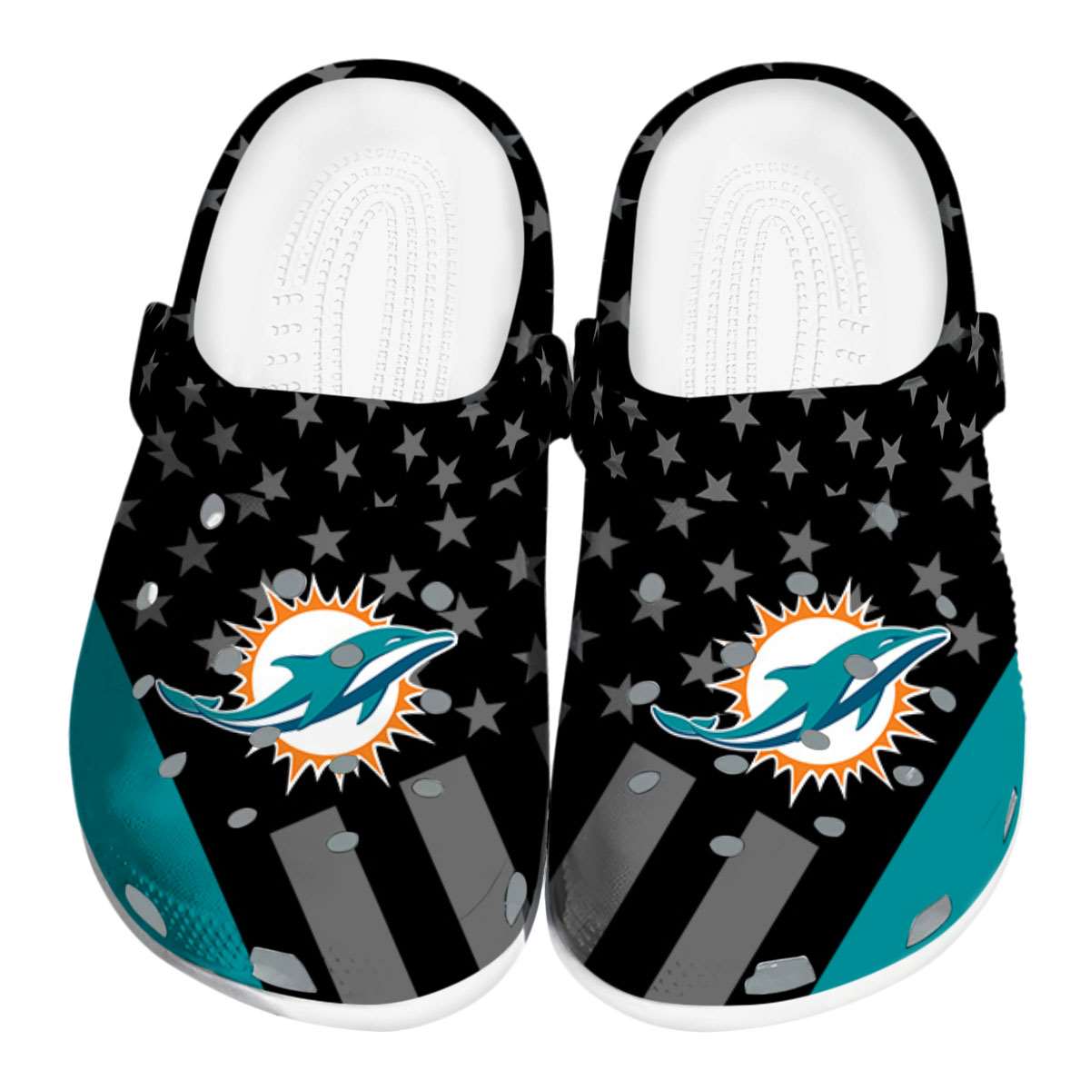 Footwearmerch Miami Dolphins NFL Sport Crocs Crocband Clogs Shoes Comfortable For Men Women and Kids