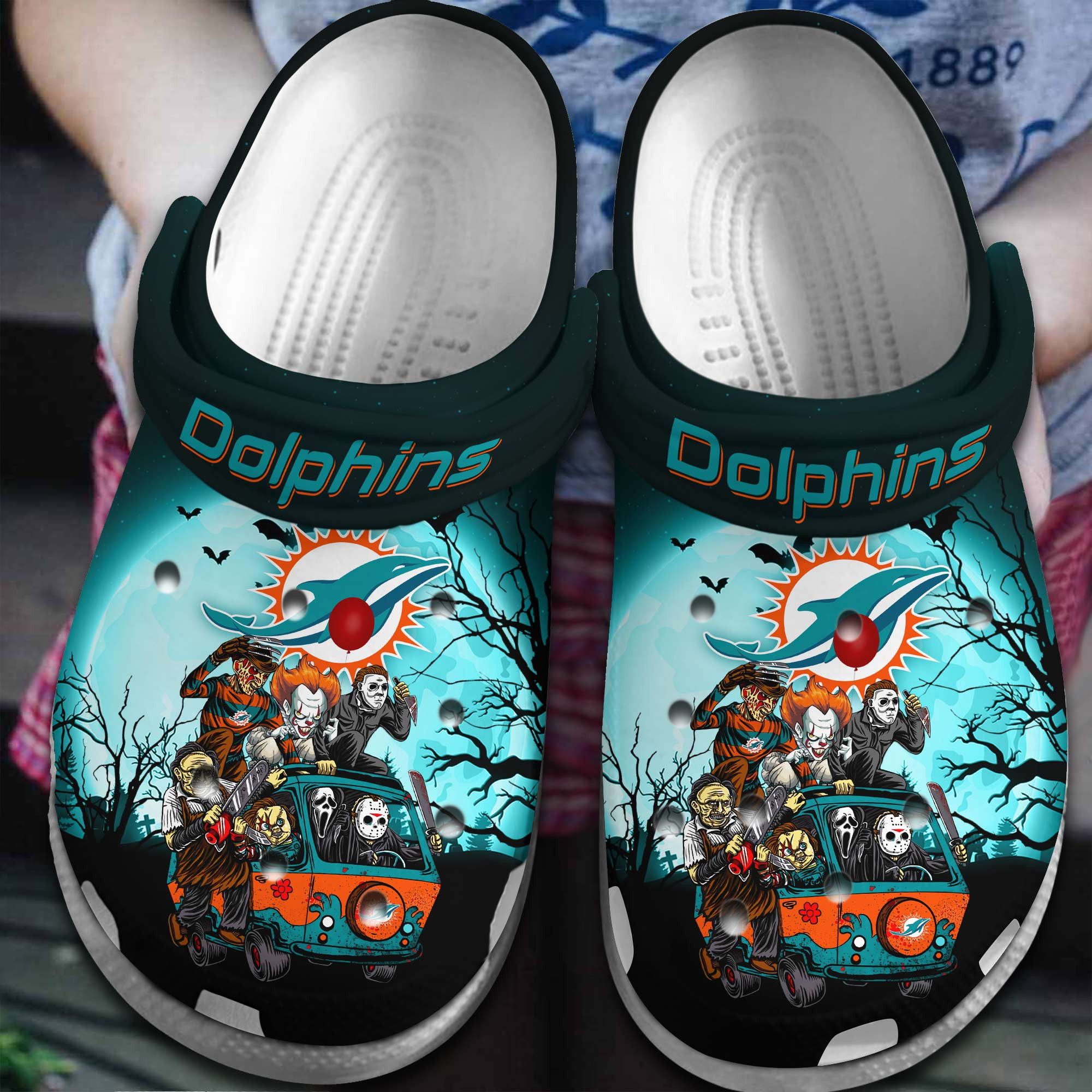 Footwearmerch Miami Dolphins NFL Sport Crocs Crocband Clogs Shoes Comfortable For Men Women and Kids