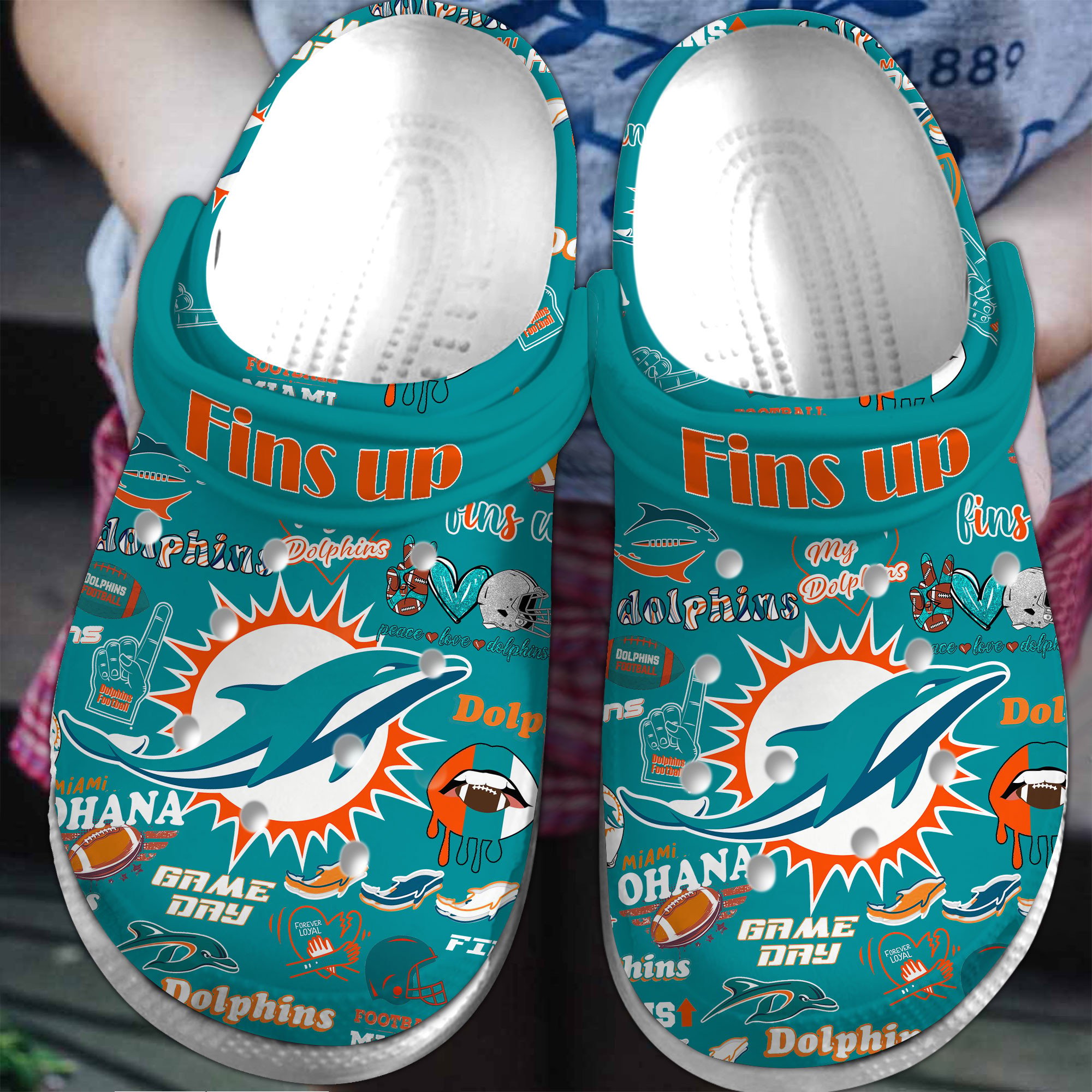 Footwearmerch Miami Dolphins NFL Sport Crocs Crocband Clogs Shoes Comfortable For Men Women and Kids