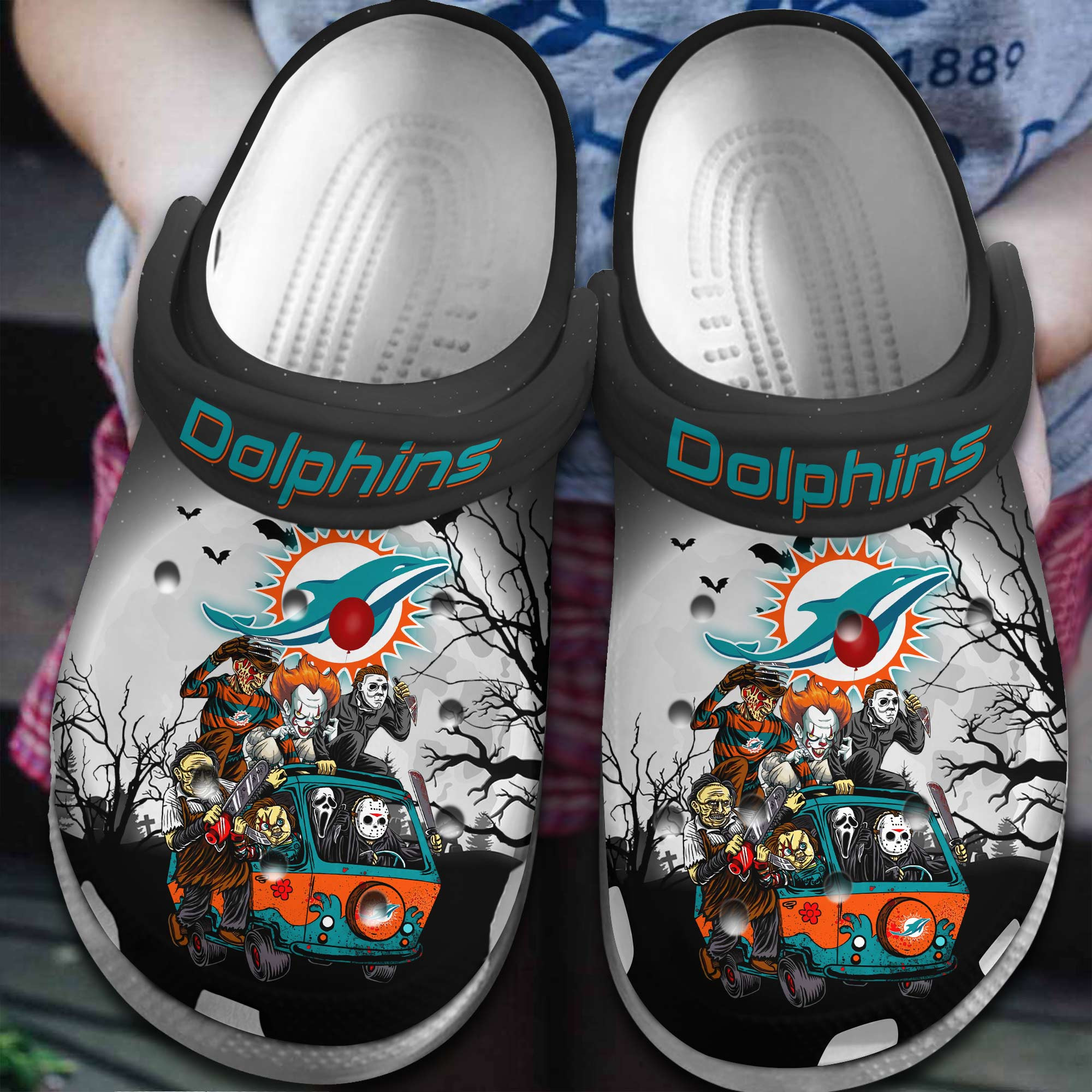 Footwearmerch Miami Dolphins NFL Sport Crocs Crocband Clogs Shoes Comfortable For Men Women and Kids
