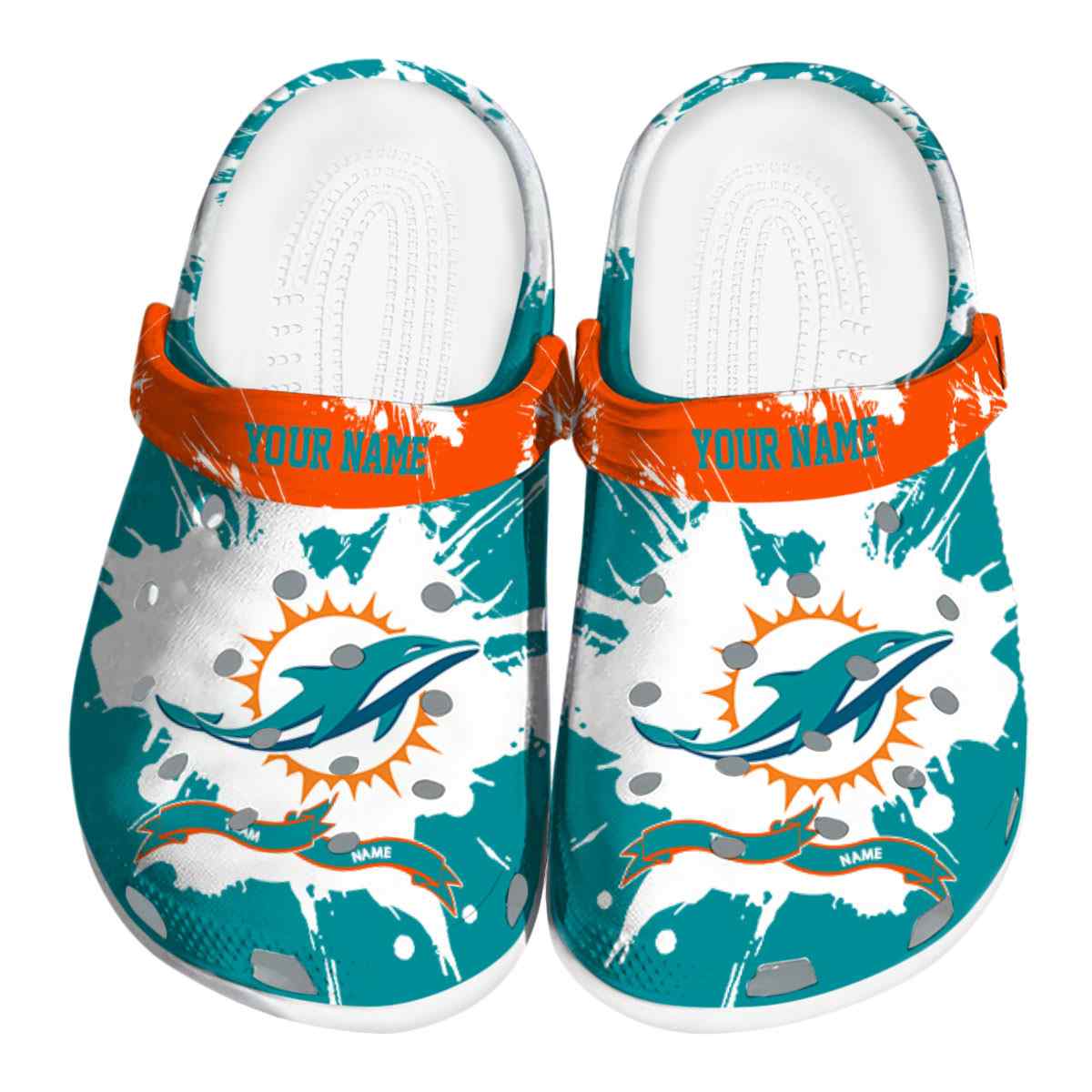 Footwearmerch Miami Dolphins NFL Sport Crocs Crocband Clogs Shoes Comfortable For Men Women and Kids