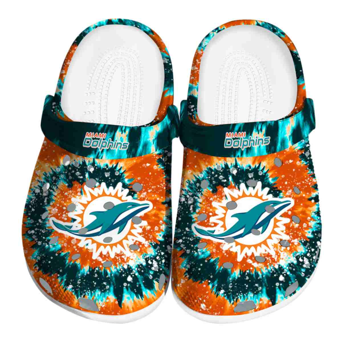 Footwearmerch Miami Dolphins NFL Sport Crocs Crocband Clogs Shoes Comfortable For Men Women and Kids