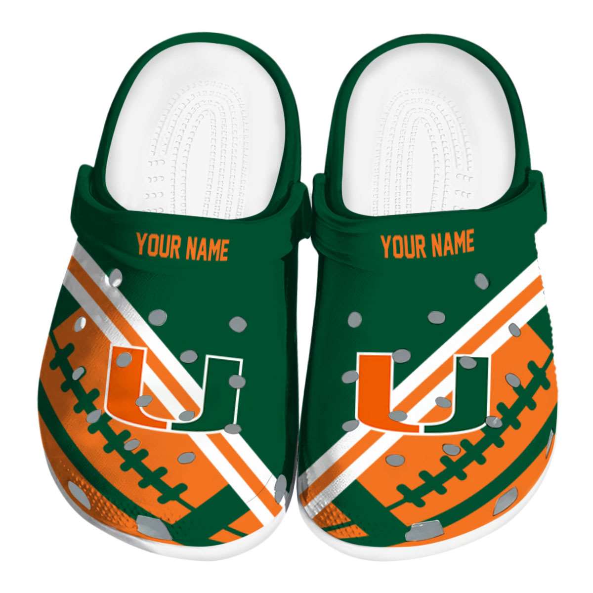 Footwearmerch Miami Hurricanes NCAA Sport Crocs Crocband Clogs Shoes Comfortable For Men Women and Kids