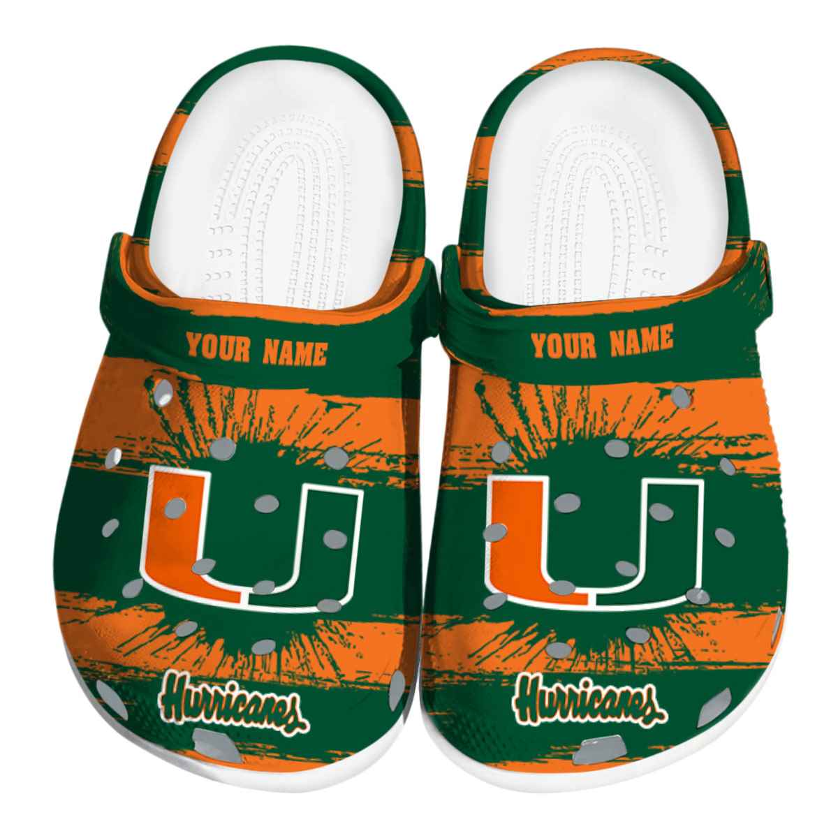 Footwearmerch Miami Hurricanes NCAA Sport Crocs Crocband Clogs Shoes Comfortable For Men Women and Kids