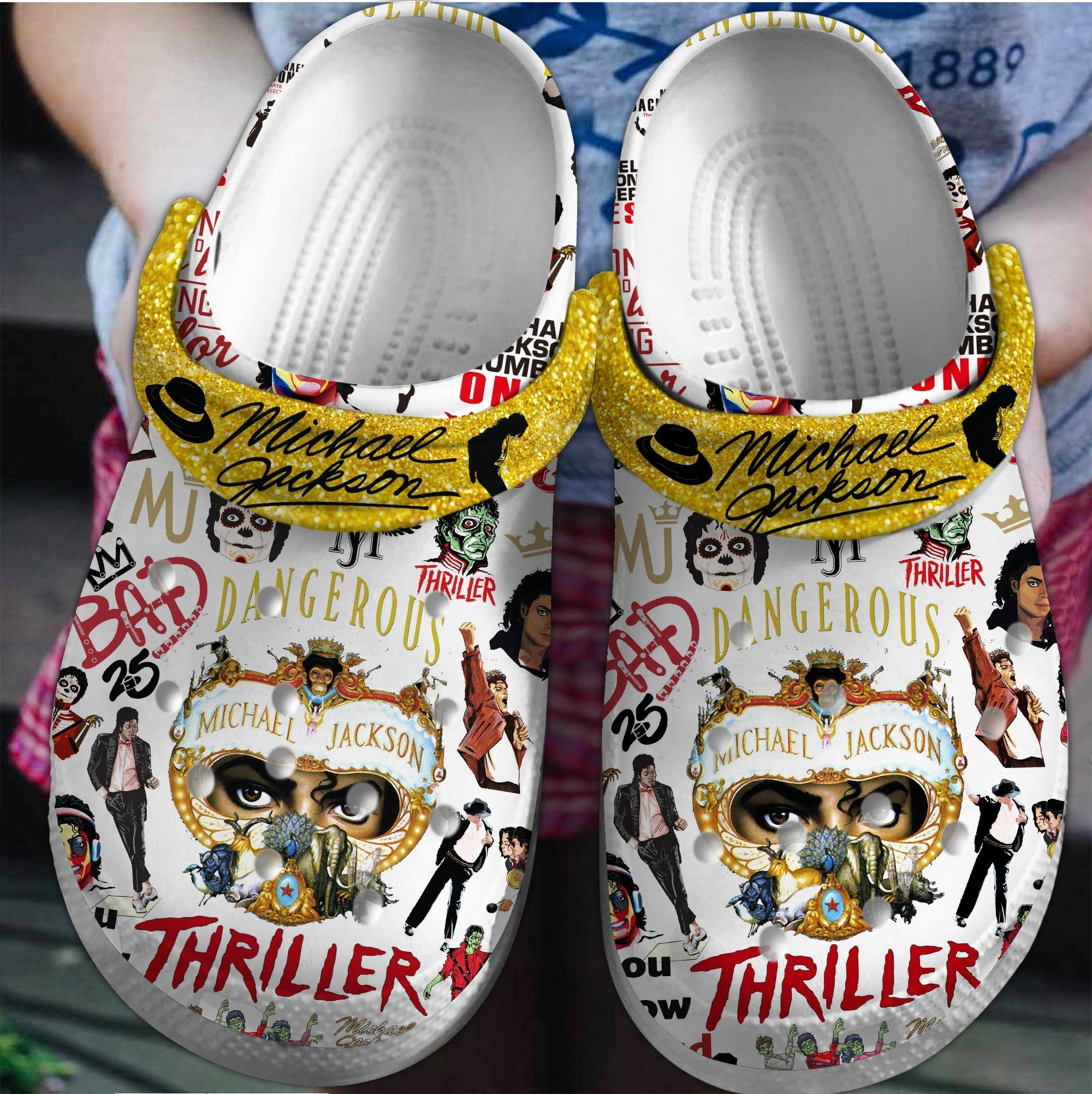 Footwearmerch Michael Jackson Music Crocs Crocband Clogs Shoes Comfortable For Men Women and Kids