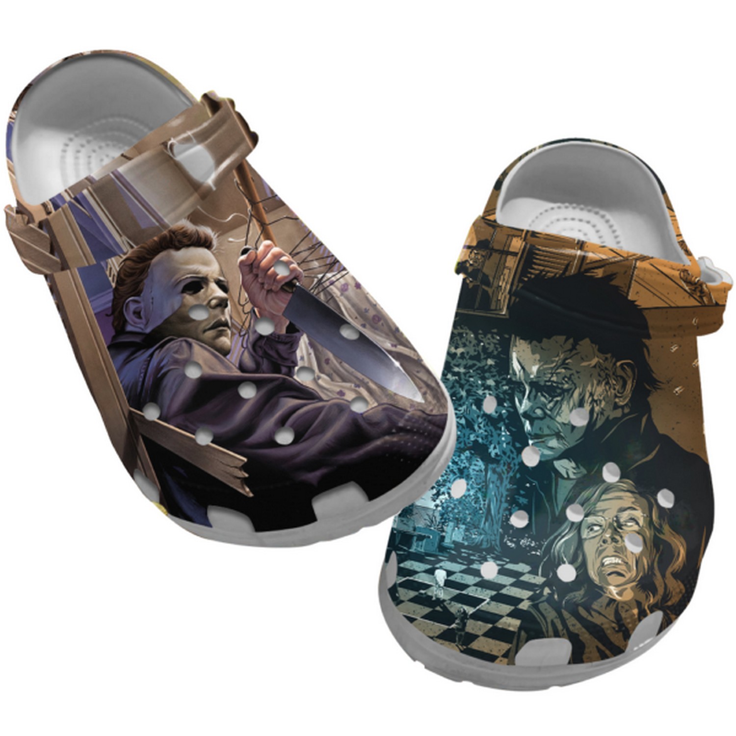 Footwearmerch Michael Myers Horror Movie Crocs Crocband Clogs Shoes Comfortable For Men Women and Kids