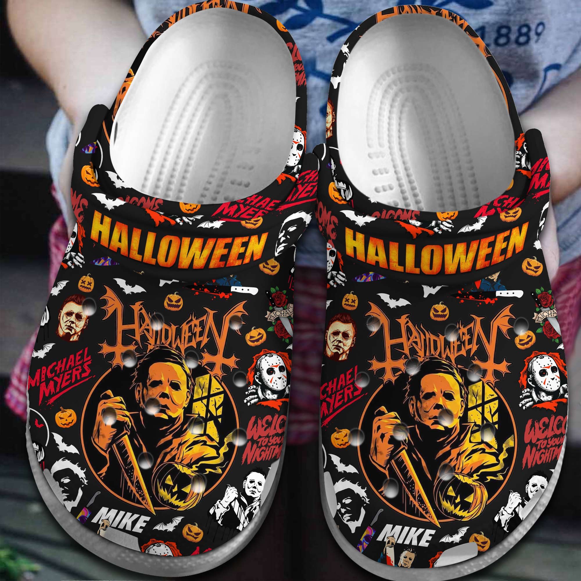 Footwearmerch Michael Myers Movie Halloween Crocs Crocband Clogs Shoes Comfortable For Men Women and Kids