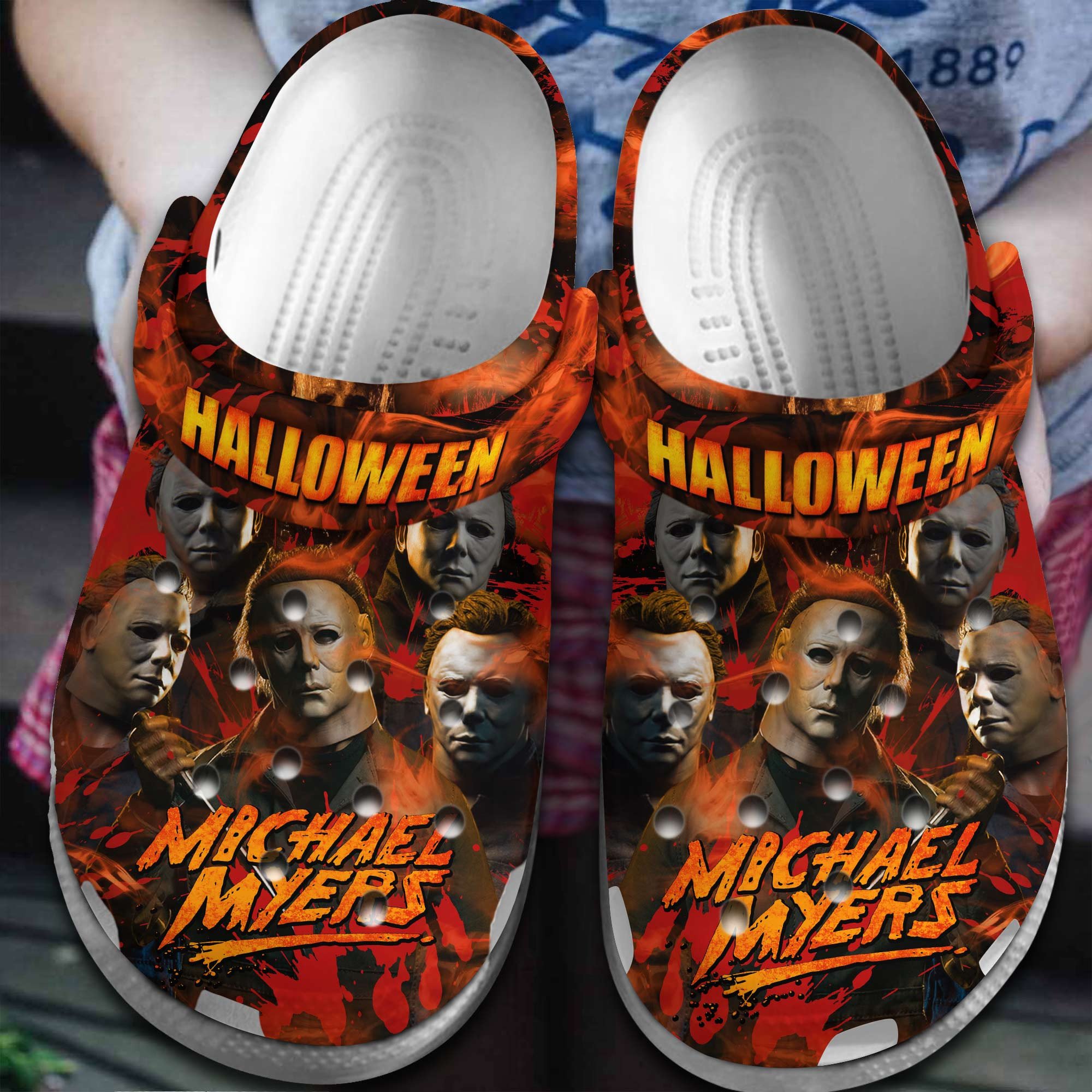 Footwearmerch Michael Myers Movie Halloween Crocs Crocband Clogs Shoes Comfortable For Men Women and Kids