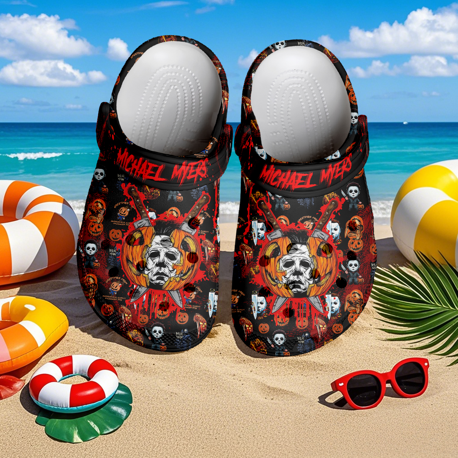 Footwearmerch Michael Myers x Halloween Crocs Crocband Clogs Shoes Comfortable For Men Women and Kids