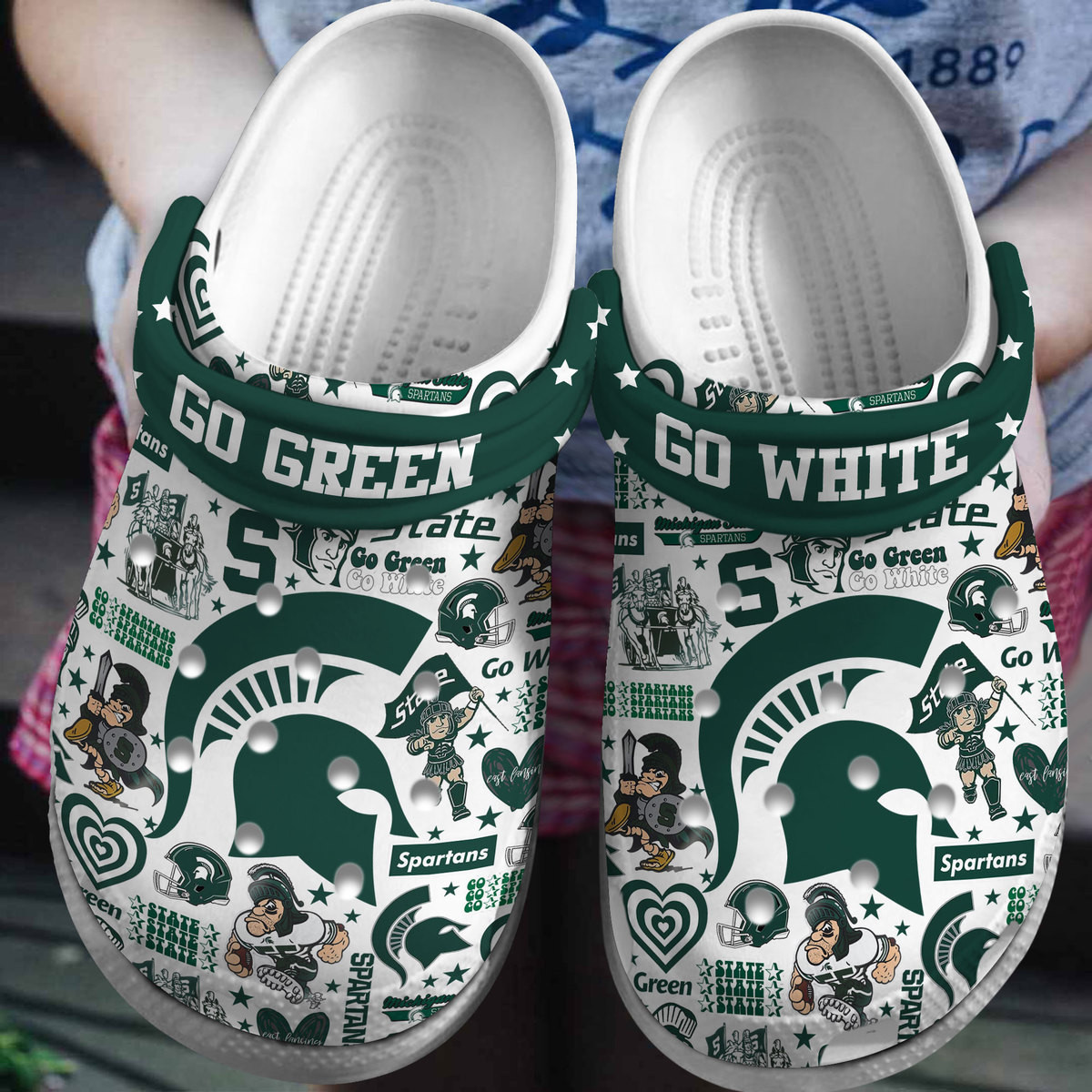 Footwearmerch Michigan State Spartans NCAA Sport Crocs Crocband Clogs Shoes Comfortable For Men Women and Kids