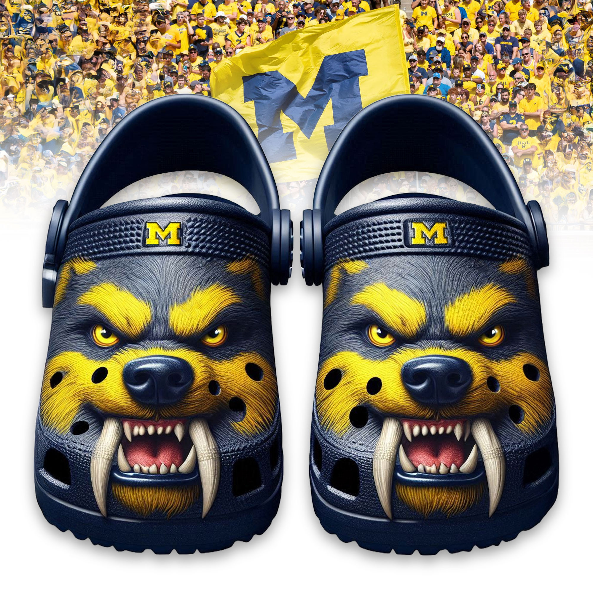 Footwearmerch Michigan Wolverines NCAA Sport Crocs Crocband Clogs Shoes Comfortable For Men Women and Kids