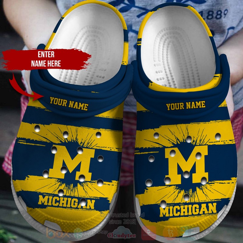 Footwearmerch Michigan Wolverines NCAA Sport Crocs Crocband Clogs Shoes Comfortable For Men Women and Kids