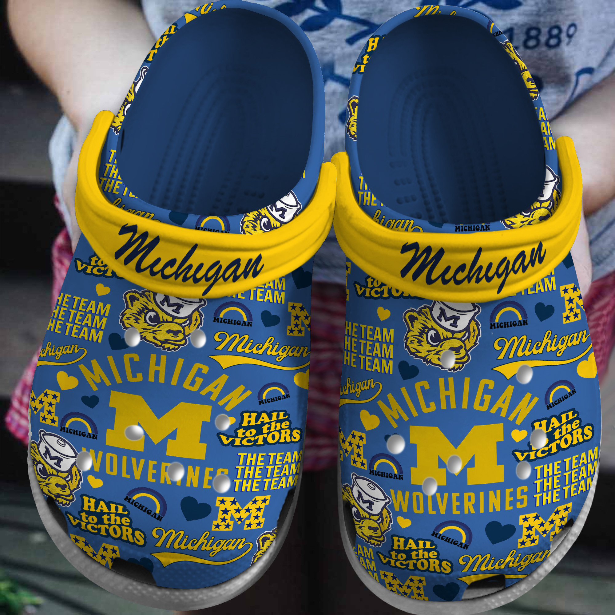 Footwearmerch Michigan Wolverines NCAA Sport Crocs Crocband Clogs Shoes Comfortable For Men Women and Kids