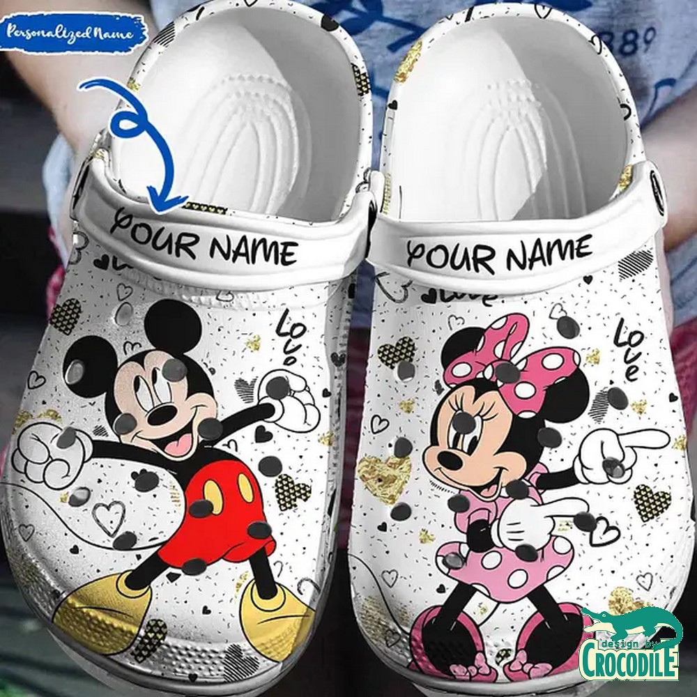 Footwearmerch Mickey And Minnie Mouse Cartoon Crocs Crocband Clogs Shoes Comfortable For Men Women and Kids