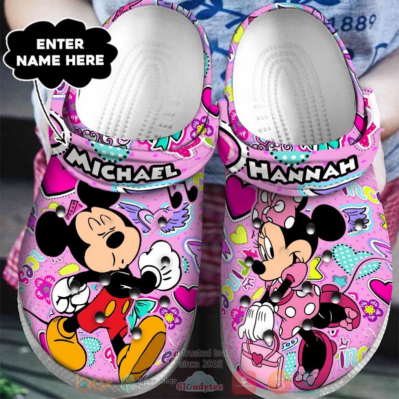 Footwearmerch Mickey And Minnie Mouse Cartoon Crocs Crocband Clogs Shoes Comfortable For Men Women and Kids