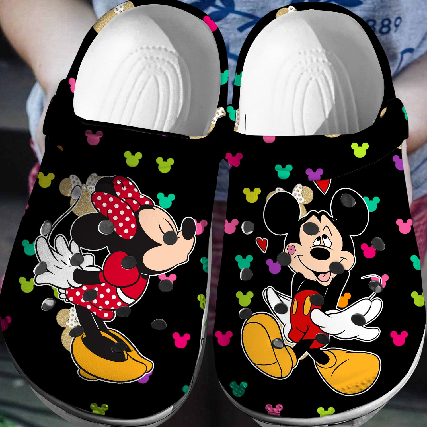 Footwearmerch Mickey And Minnie Mouse Cartoon Crocs Crocband Clogs Shoes Comfortable For Men Women and Kids