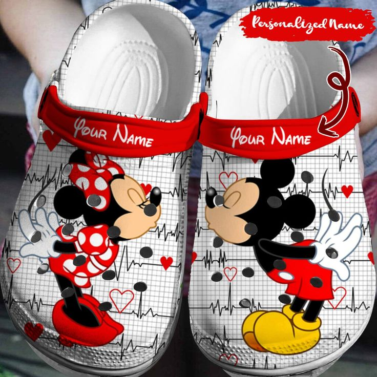 Footwearmerch Mickey And Minnie Mouse Cartoon Crocs Crocband Clogs Shoes Comfortable For Men Women and Kids