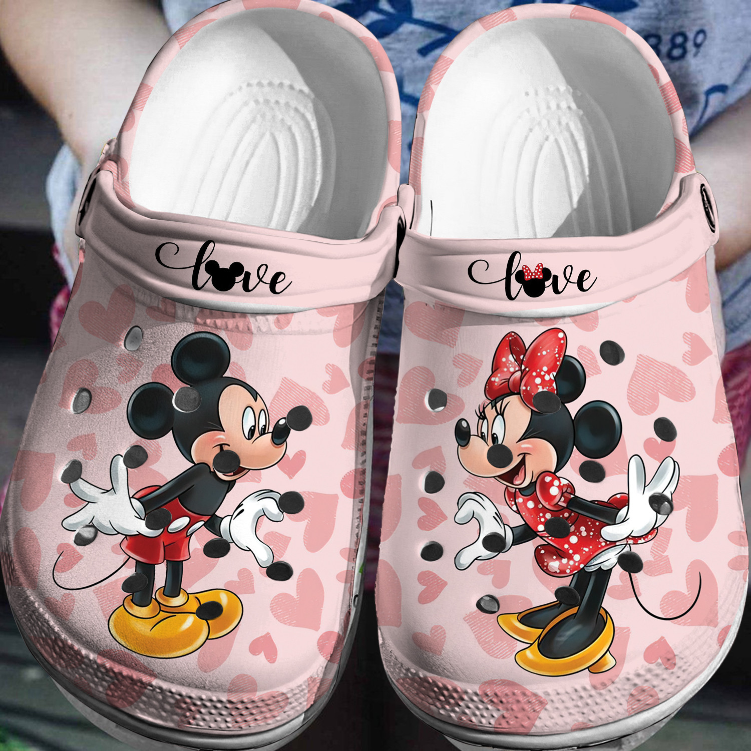 Footwearmerch Mickey And Minnie Mouse Cartoon Crocs Crocband Clogs Shoes Comfortable For Men Women and Kids