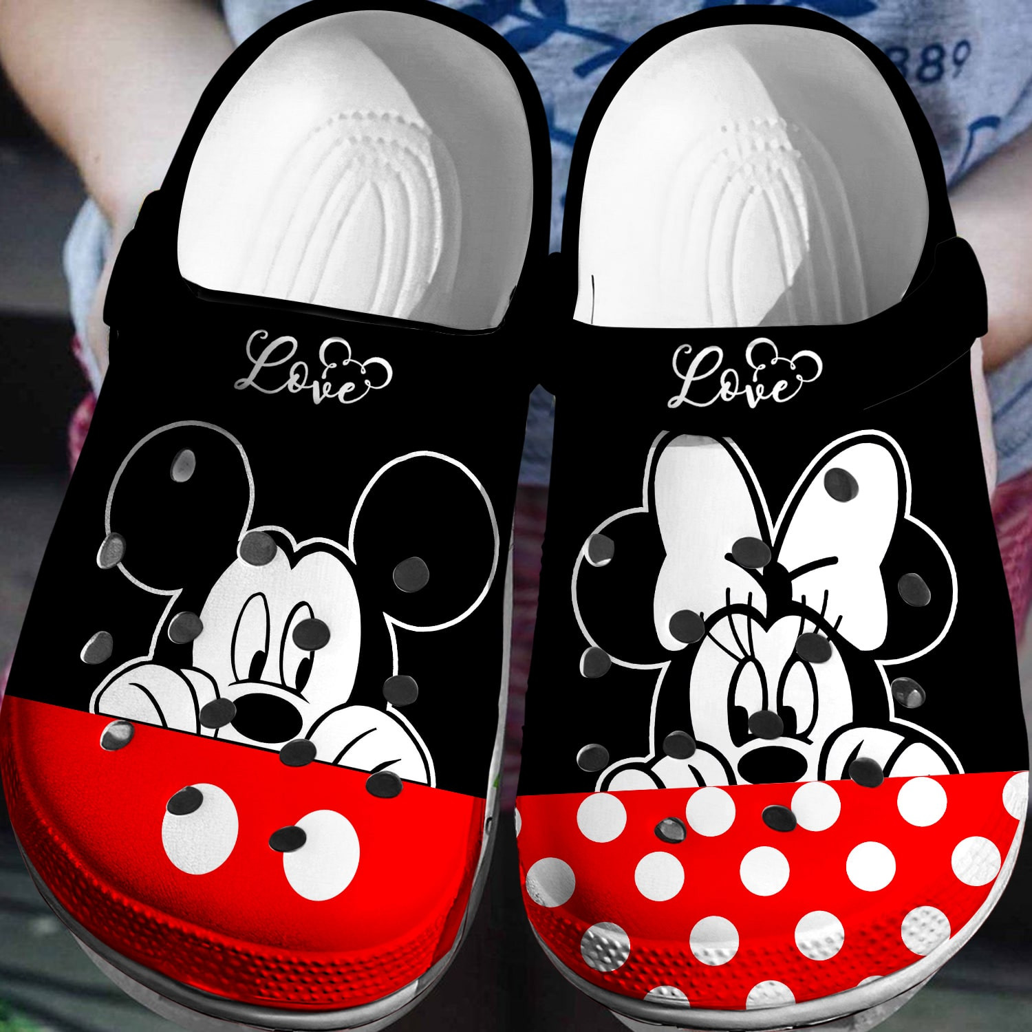 Footwearmerch Mickey And Minnie Mouse Cartoon Crocs Crocband Clogs Shoes Comfortable For Men Women and Kids
