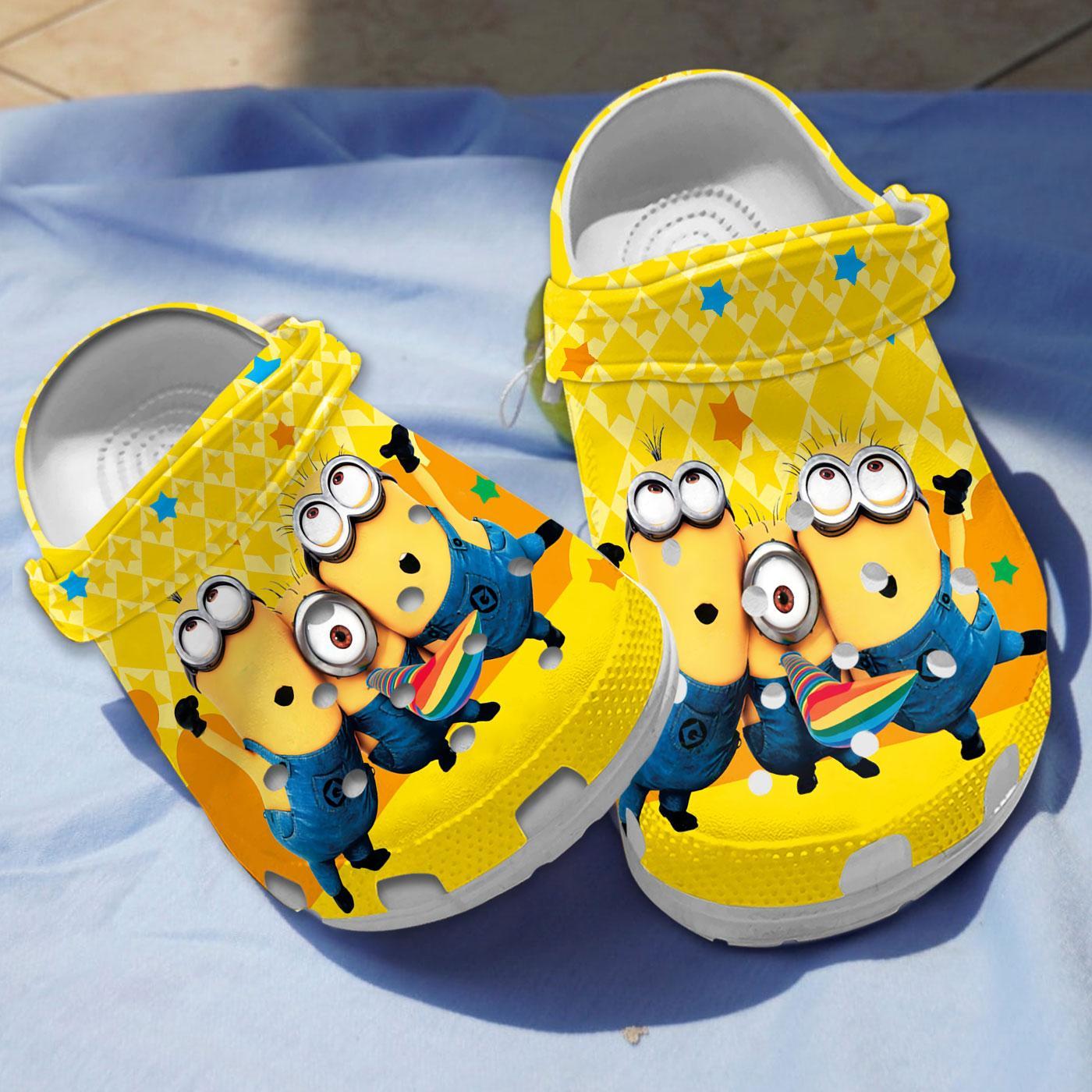 Footwearmerch Minions Cartoon Crocs Crocband Clogs Shoes Comfortable For Men Women and Kids