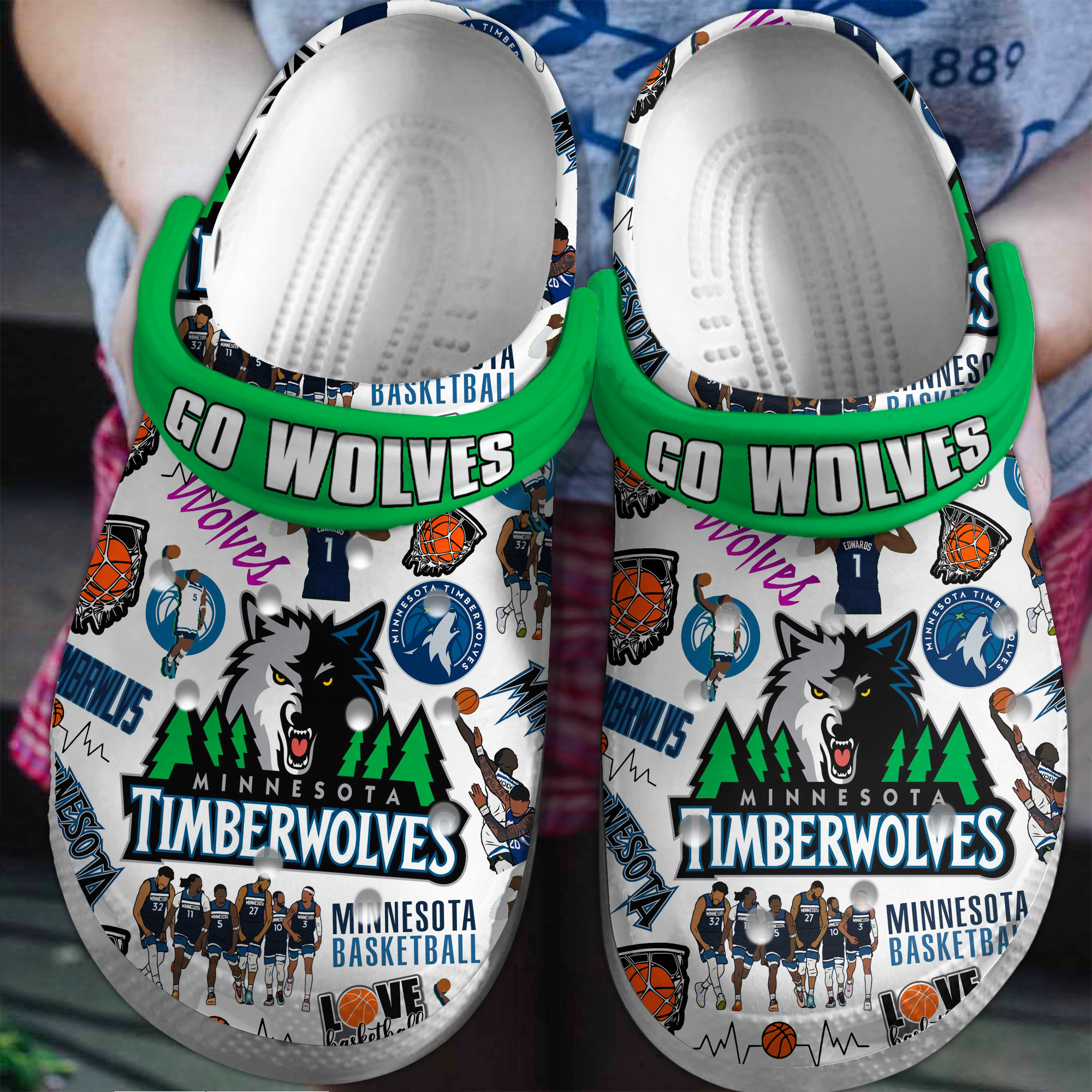 Footwearmerch Minnesota Timberwolves NBA Sport Crocs Crocband Clogs Shoes Comfortable For Men Women and Kids