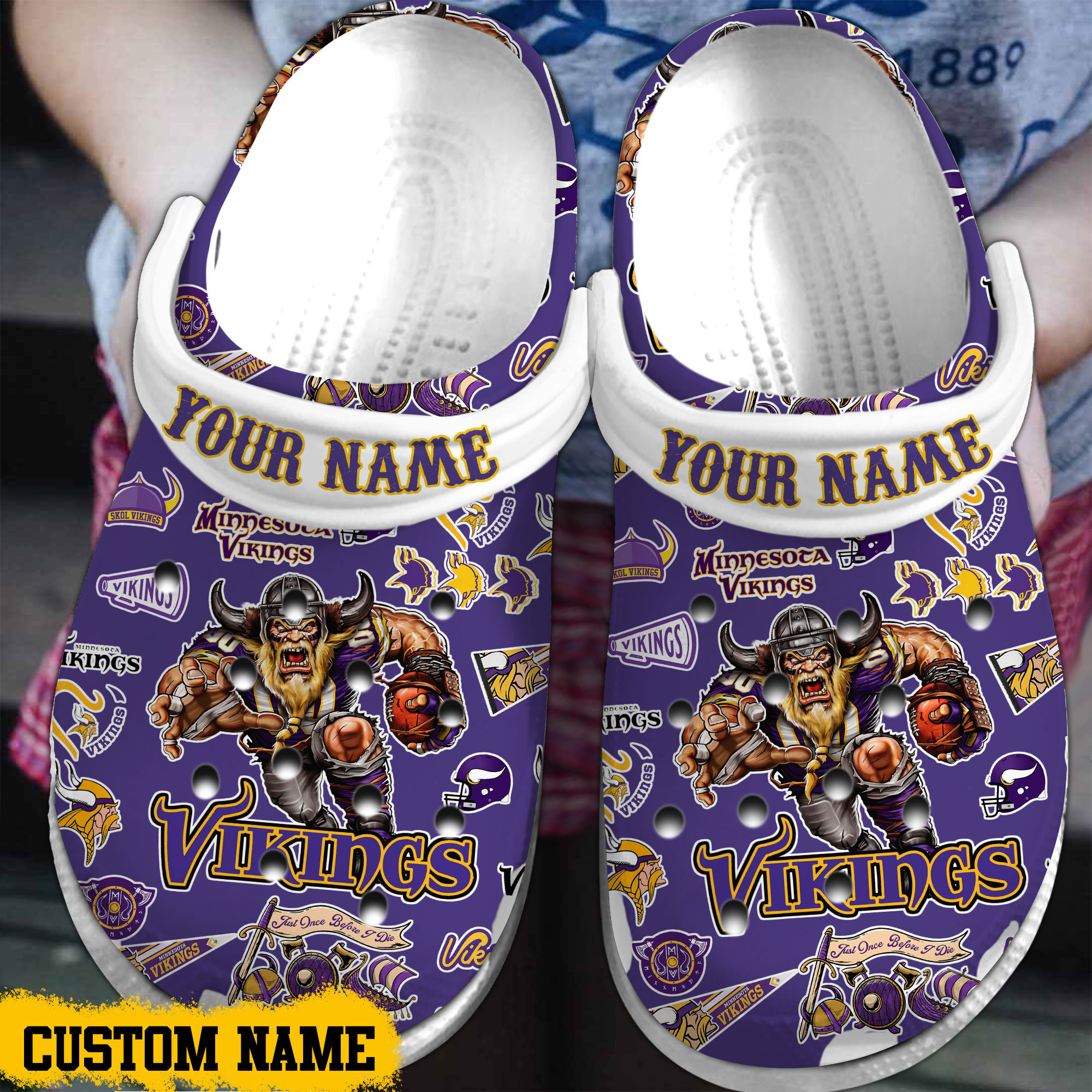 Footwearmerch Minnesota Vikings NFL Sport Crocs Crocband Clogs Shoes Comfortable For Men Women and Kids