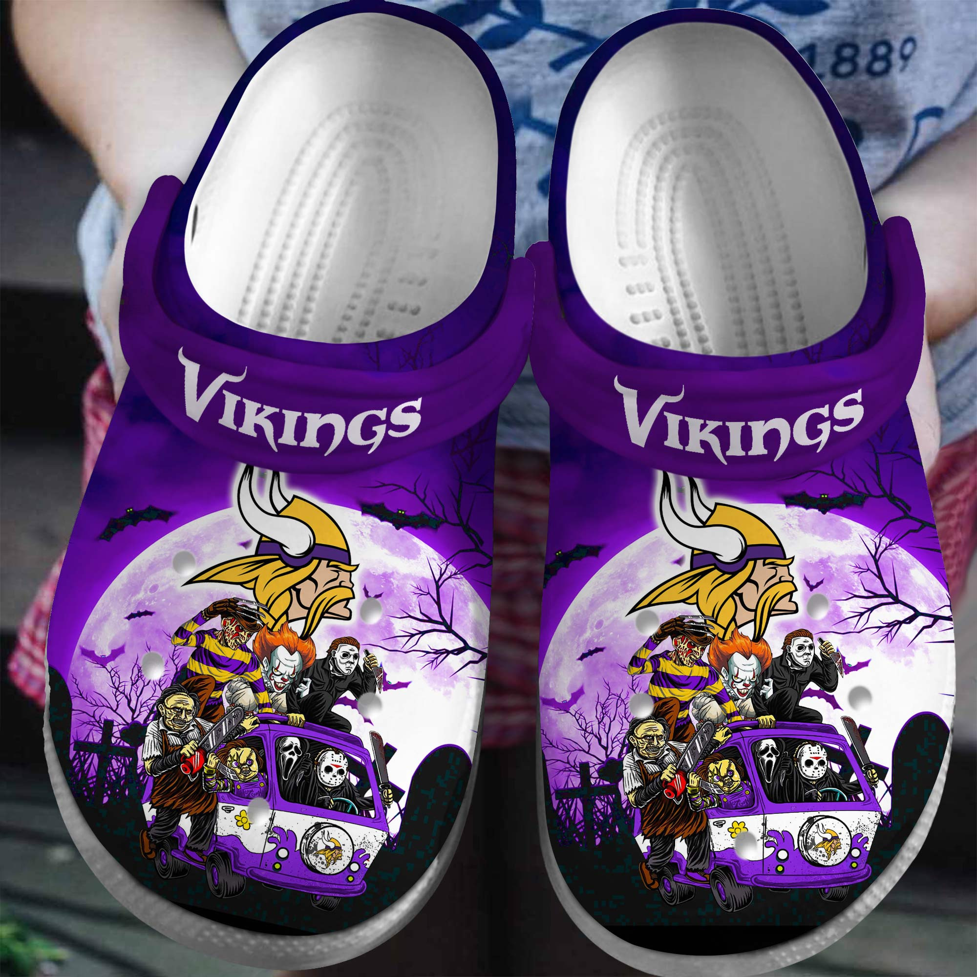 Footwearmerch Minnesota Vikings NFL Sport Crocs Crocband Clogs Shoes Comfortable For Men Women and Kids
