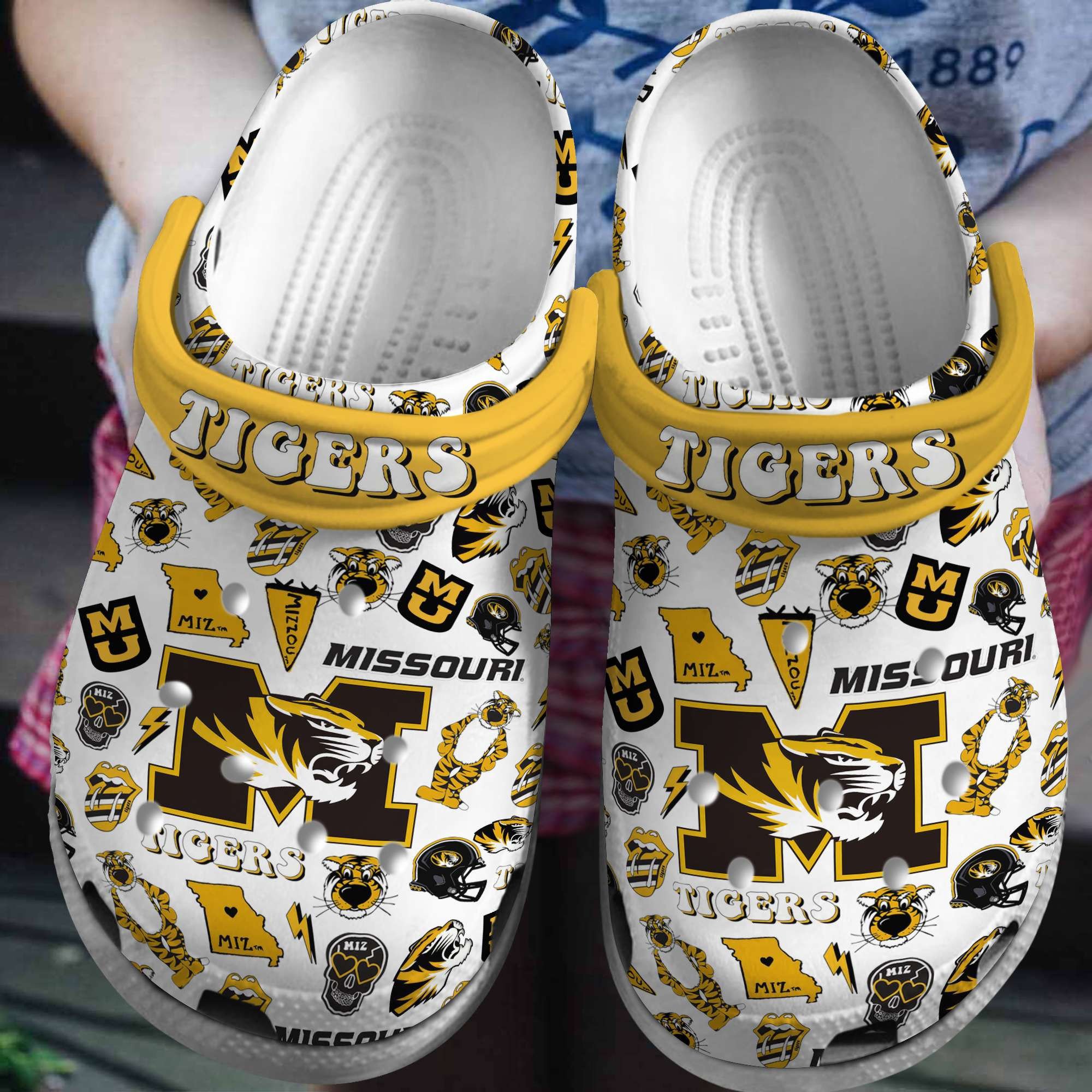 Footwearmerch Missouri Tigers NCAA Sport Crocs Crocband Clogs Shoes Comfortable For Men Women and Kids