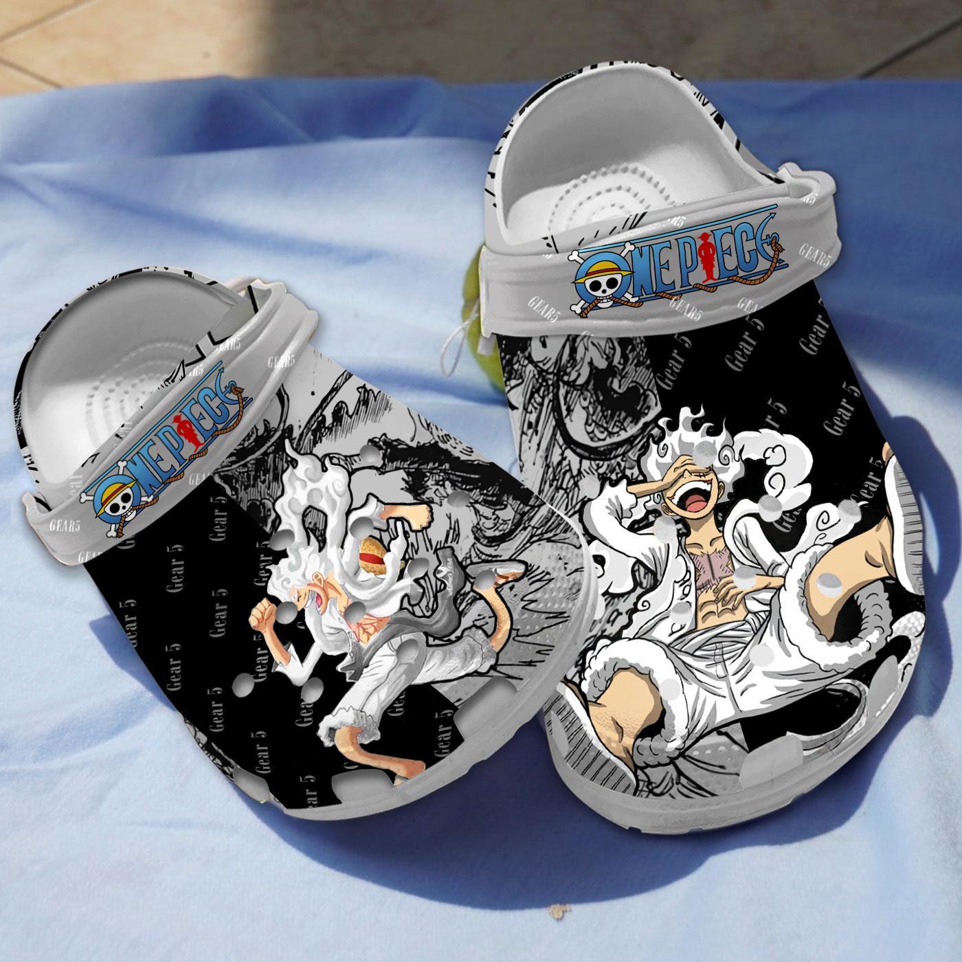 Footwearmerch Monkey D. Luffy One Piece Gear 5 Anime Crocs Crocband Clogs Shoes Comfortable For Men Women and Kids