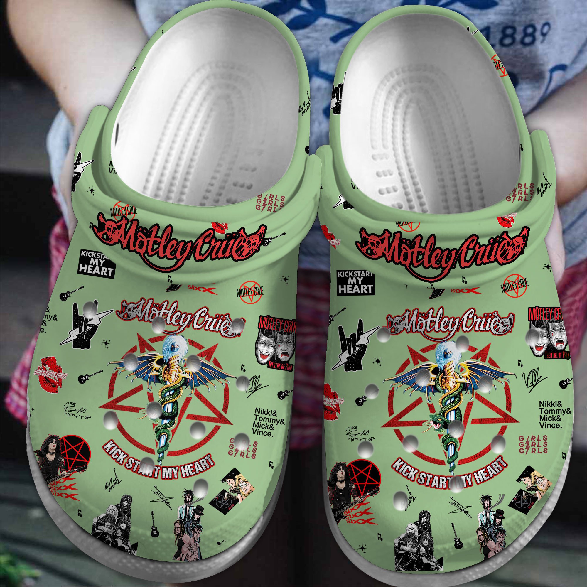 Footwearmerch Motley Crue Music Crocs Crocband Clogs Shoes Comfortable For Men Women and Kids