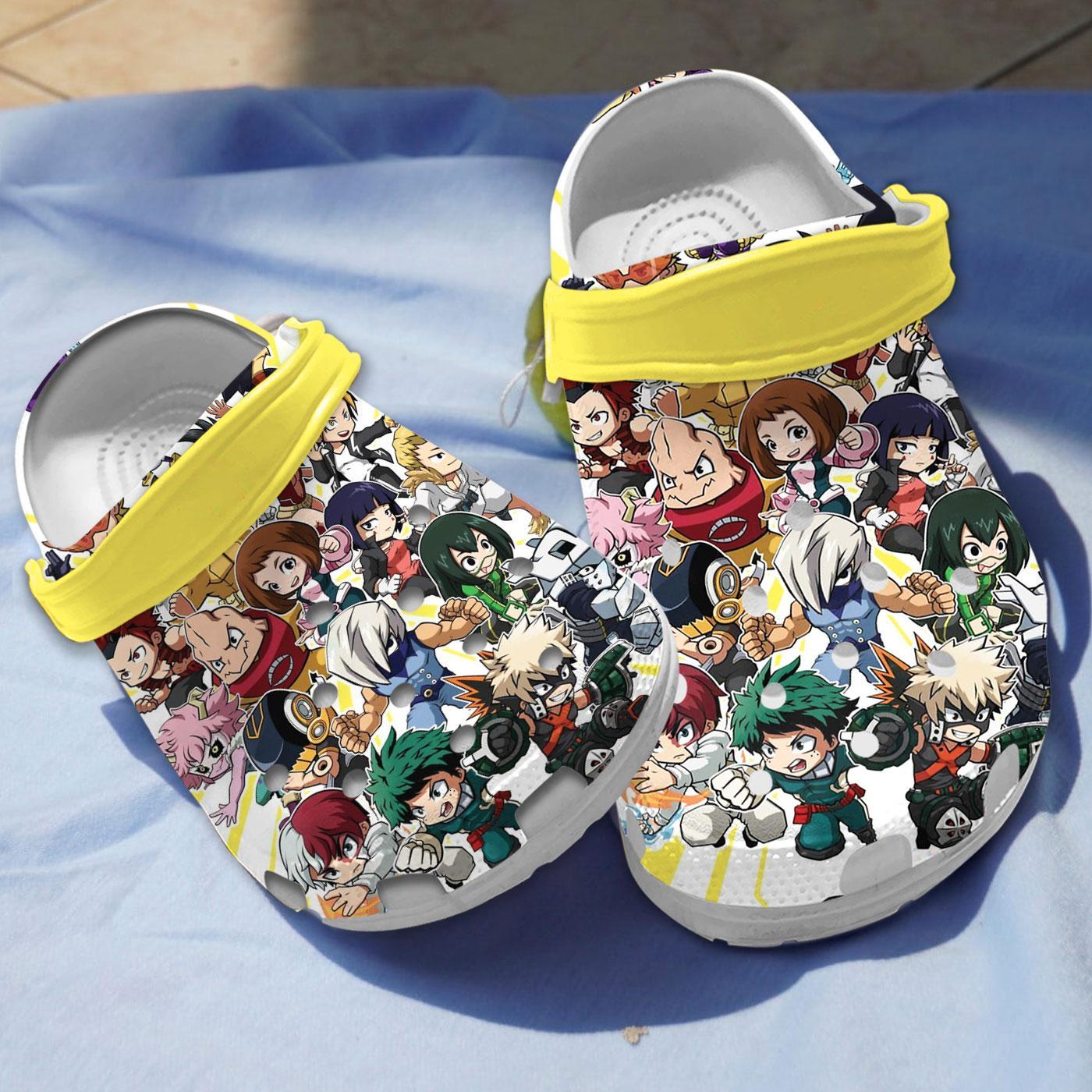 Footwearmerch My Hero Academia Anime Crocs Crocband Clogs Shoes Comfortable For Men Women and Kids
