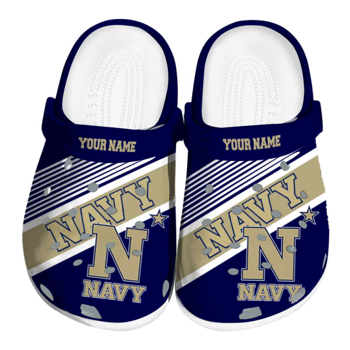 Footwearmerch Navy Midshipmen NCAA Sport Crocs Crocband Clogs Shoes Comfortable For Men Women and Kids