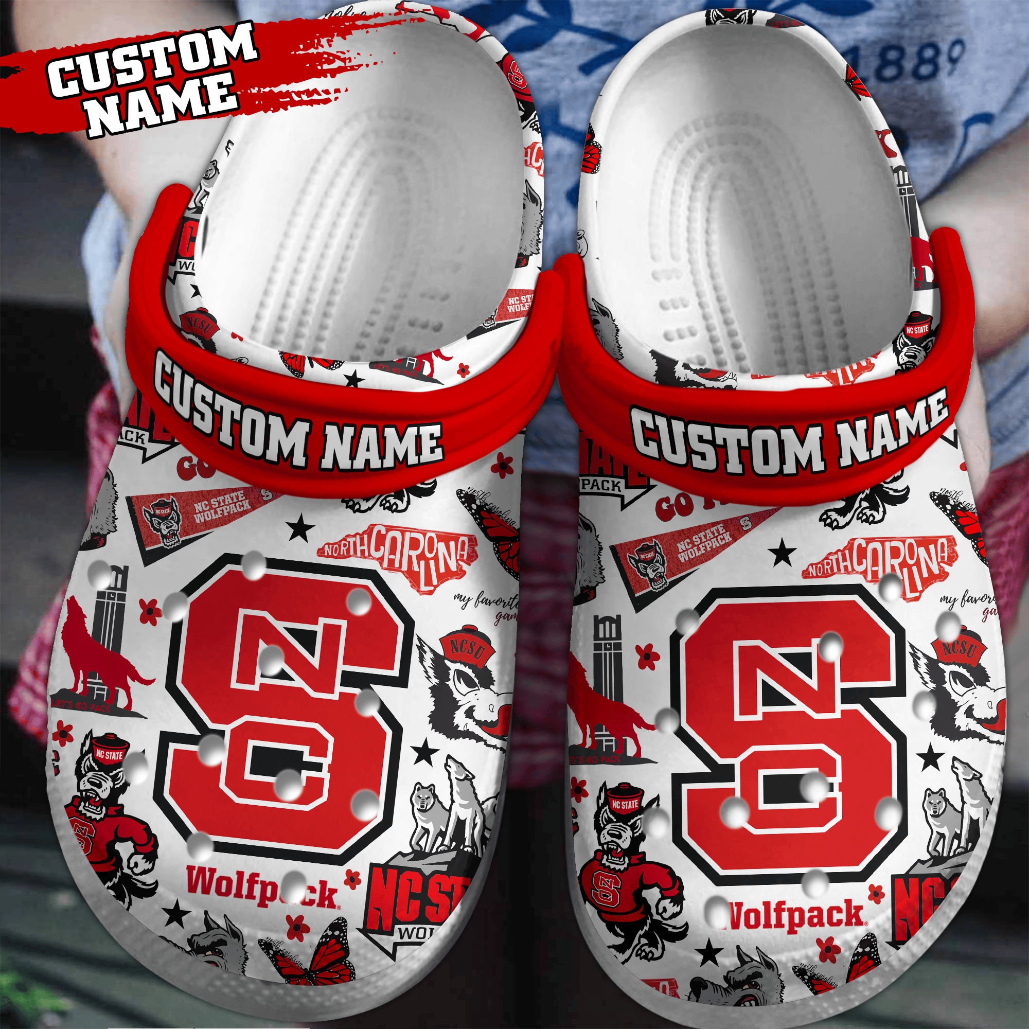 Footwearmerch NC State Wolfpack men's basketball NCAA Sport Crocs Crocband Clogs Shoes Comfortable For Men Women and Kids