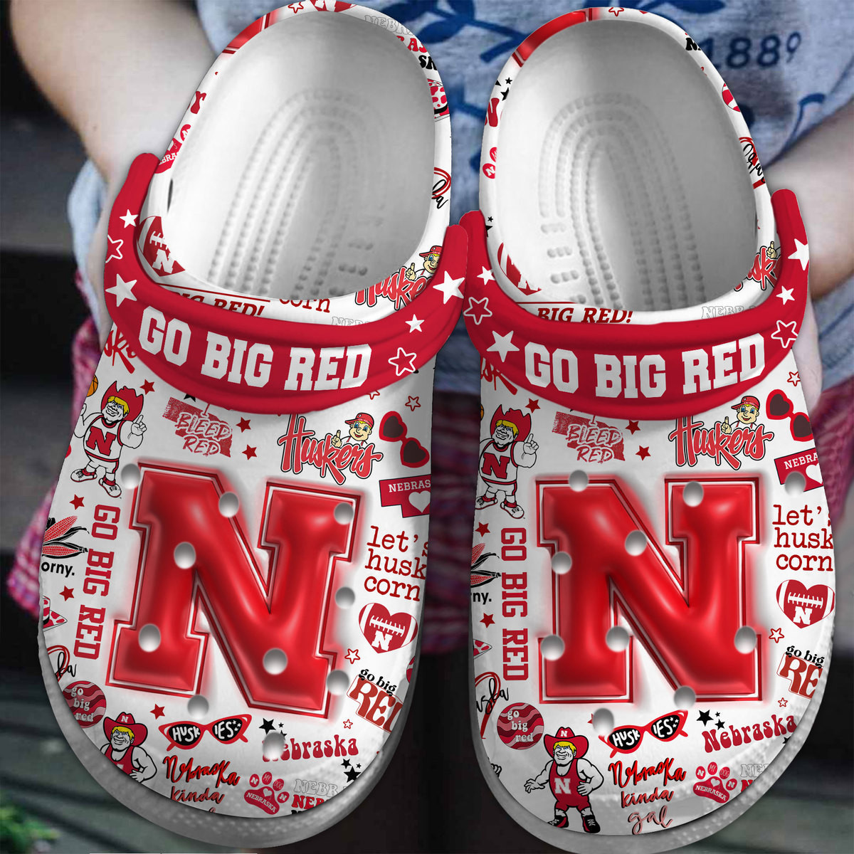 Footwearmerch Nebraska Cornhuskers NCAA Sport Crocs Crocband Clogs Shoes Comfortable For Men Women and Kids