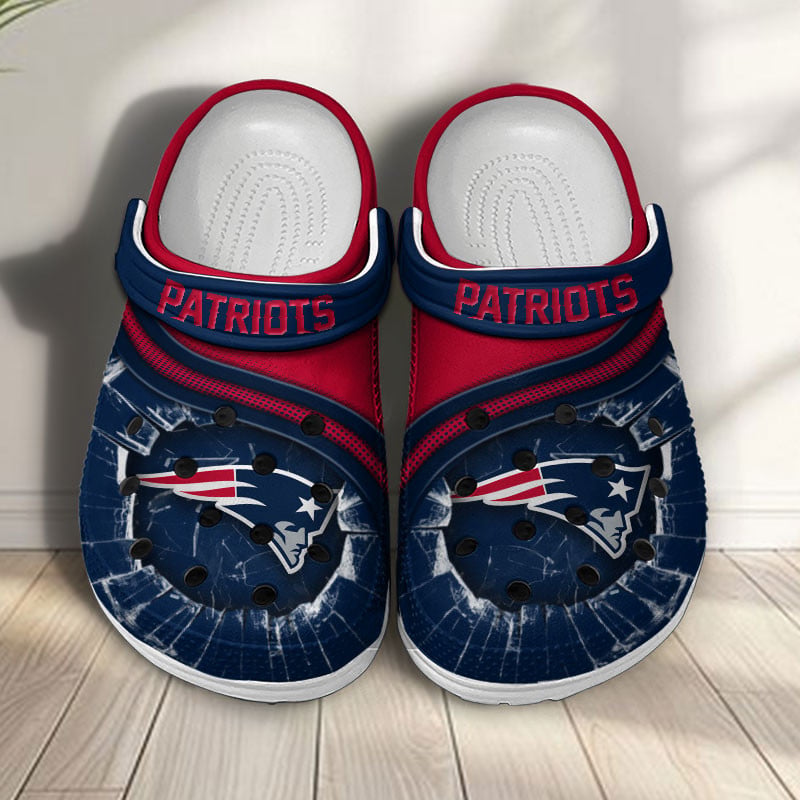 Footwearmerch New England Patriots NFL Crocs Crocband Clogs Shoes Comfortable For Men Women and Kids