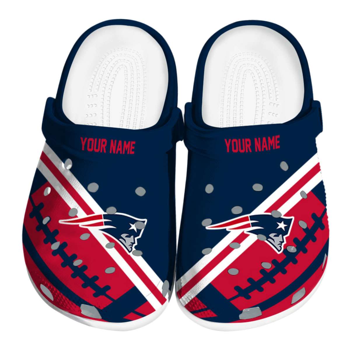 Footwearmerch New England Patriots NFL Sport Crocs Crocband Clogs Shoes Comfortable For Men Women and Kids