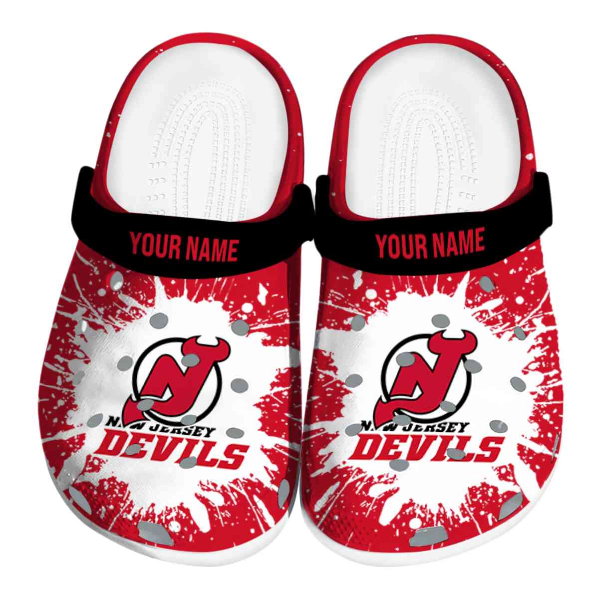 Footwearmerch New Jersey Devils NHL Sport Crocs Crocband Clogs Shoes Comfortable For Men Women and Kids