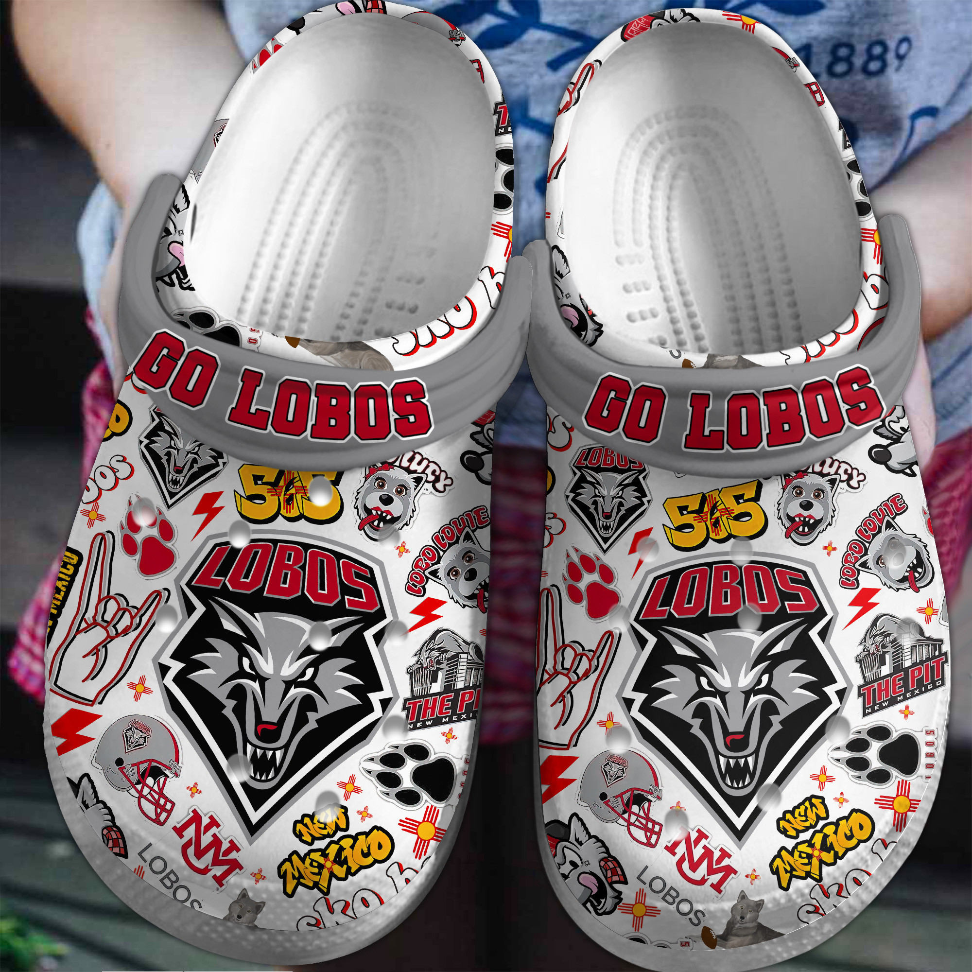 Footwearmerch New Mexico Lobos NCAA Sport Crocs Crocband Clogs Shoes Comfortable For Men Women and Kids