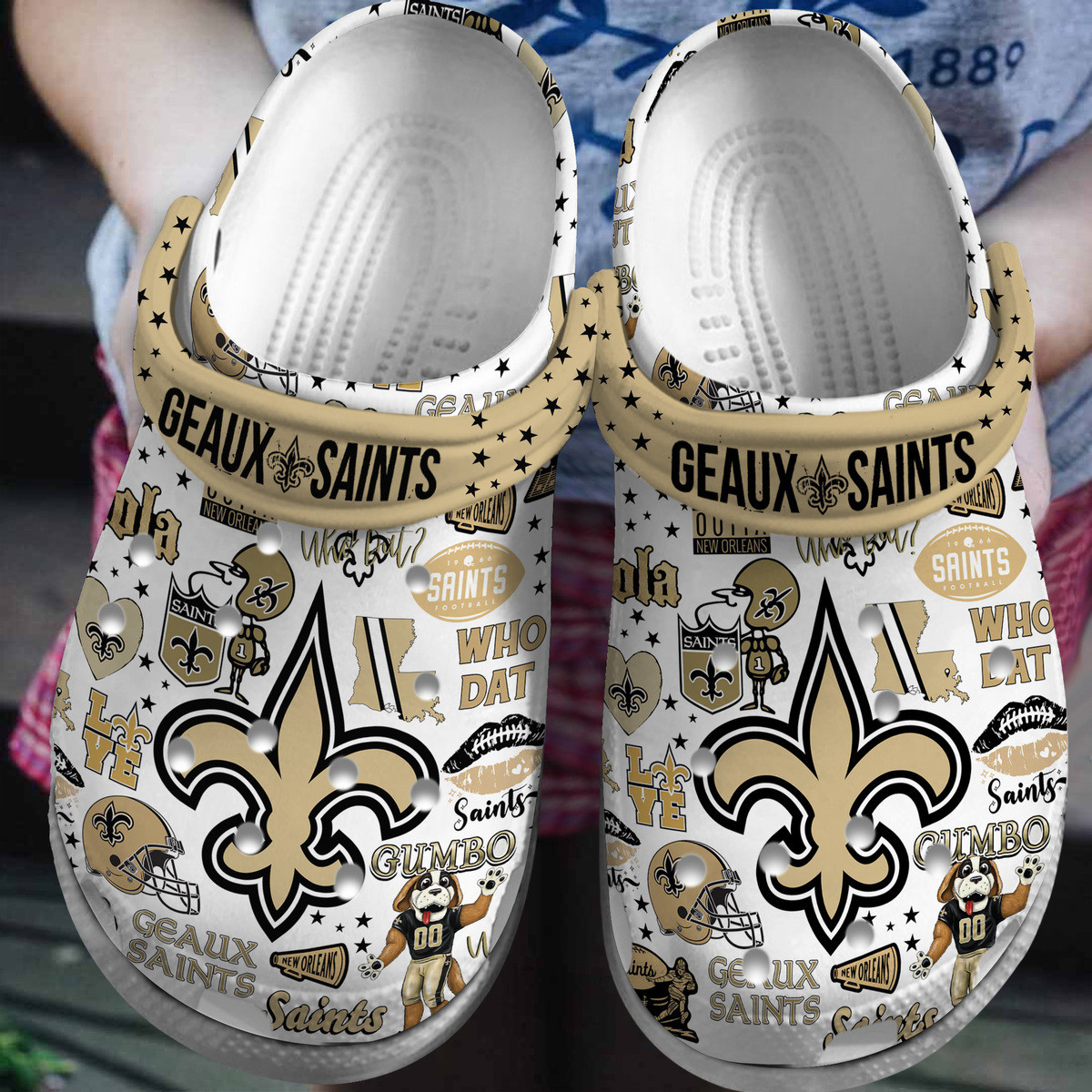 Footwearmerch New Orleans Saints NFL Sport Crocs Crocband Clogs Shoes Comfortable For Men Women and Kids