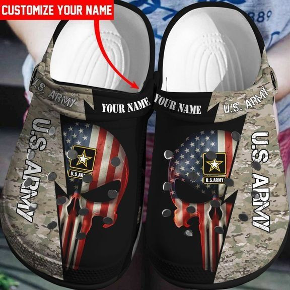 Footwearmerch Personalized Us Army Veterans Print Crocband Crocs Shoes