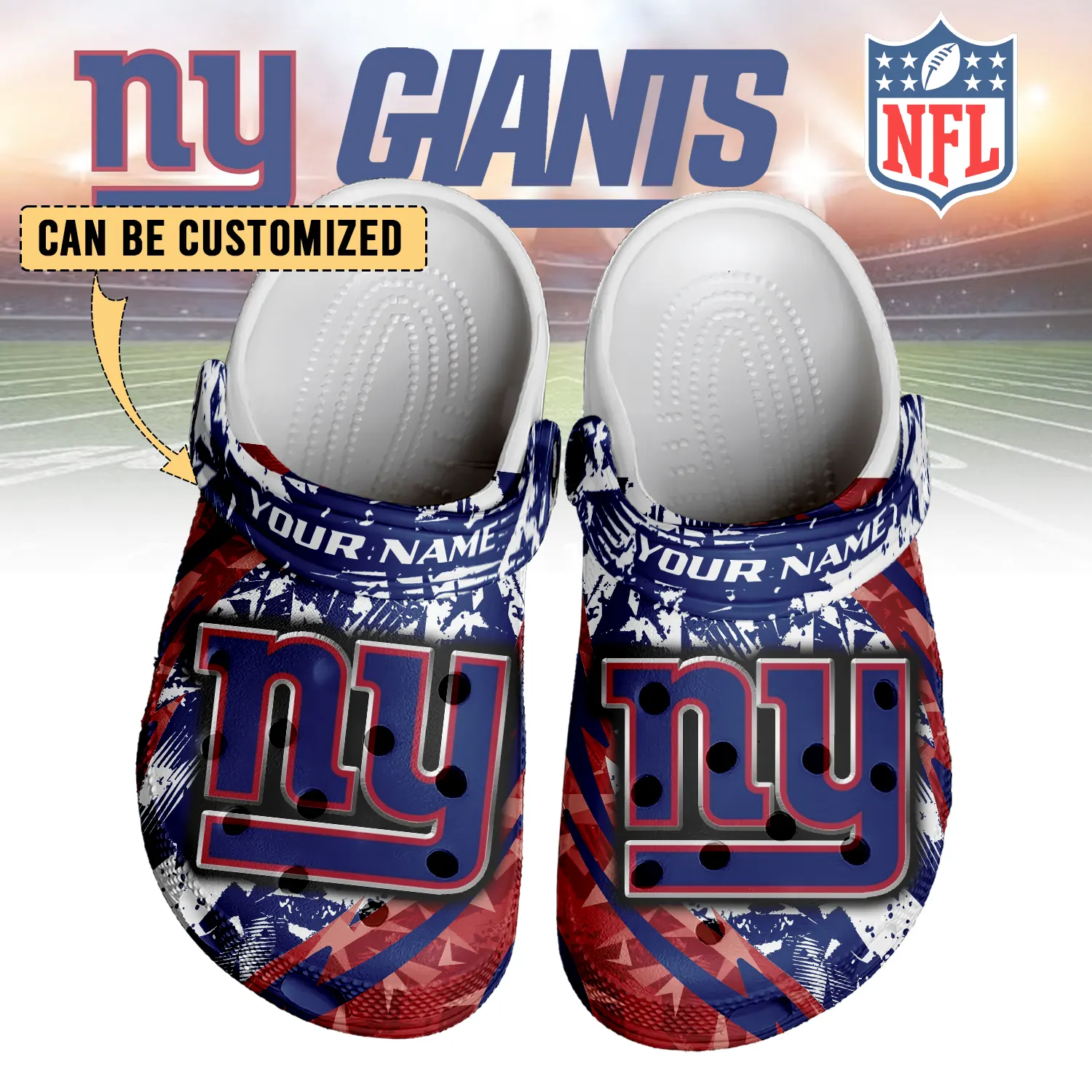 Footwearmerch New York Giants NFL Crocs Crocband Clogs Shoes Comfortable For Men Women and Kids