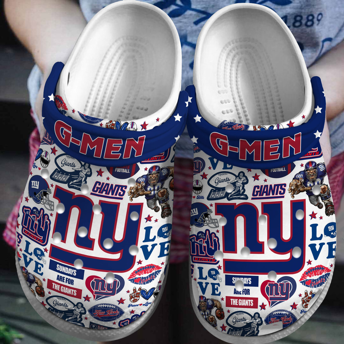 Footwearmerch New York Giants NFL Sport Crocs Crocband Clogs Shoes Comfortable For Men Women and Kids
