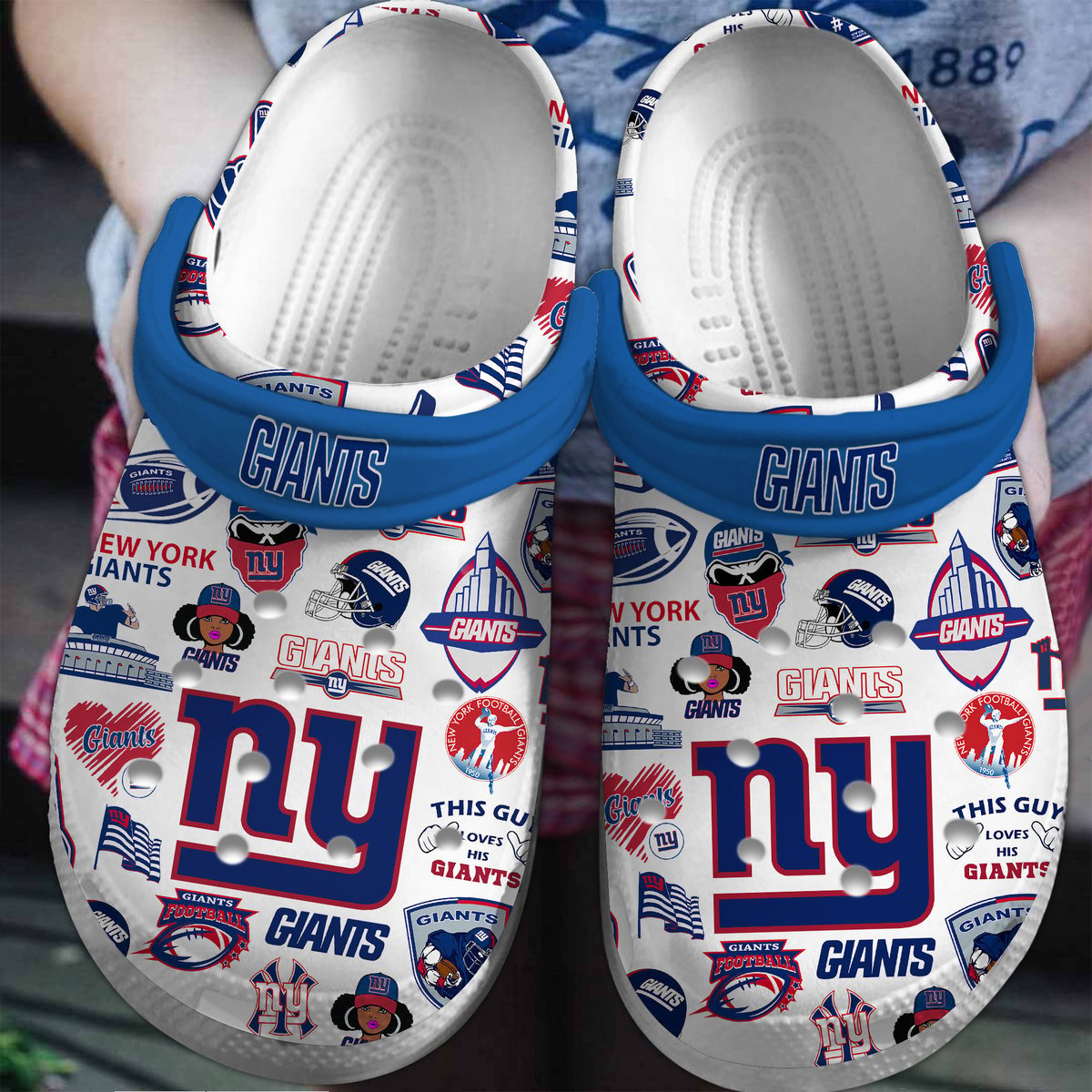 Footwearmerch New York Giants NFL Sport Crocs Crocband Clogs Shoes Comfortable For Men Women and Kids