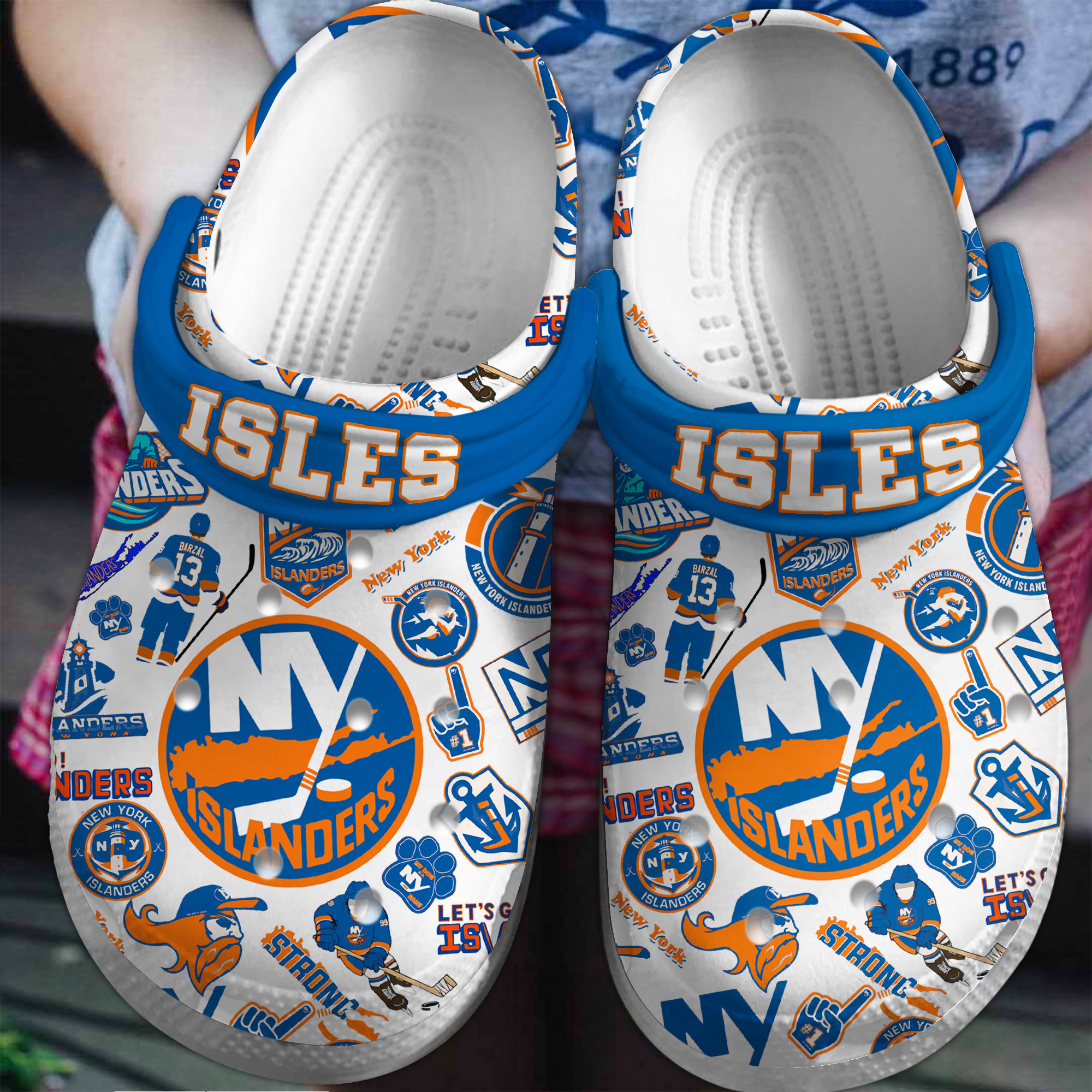 Footwearmerch New York Islanders NHL Sport Crocs Crocband Clogs Shoes Comfortable For Men Women and Kids